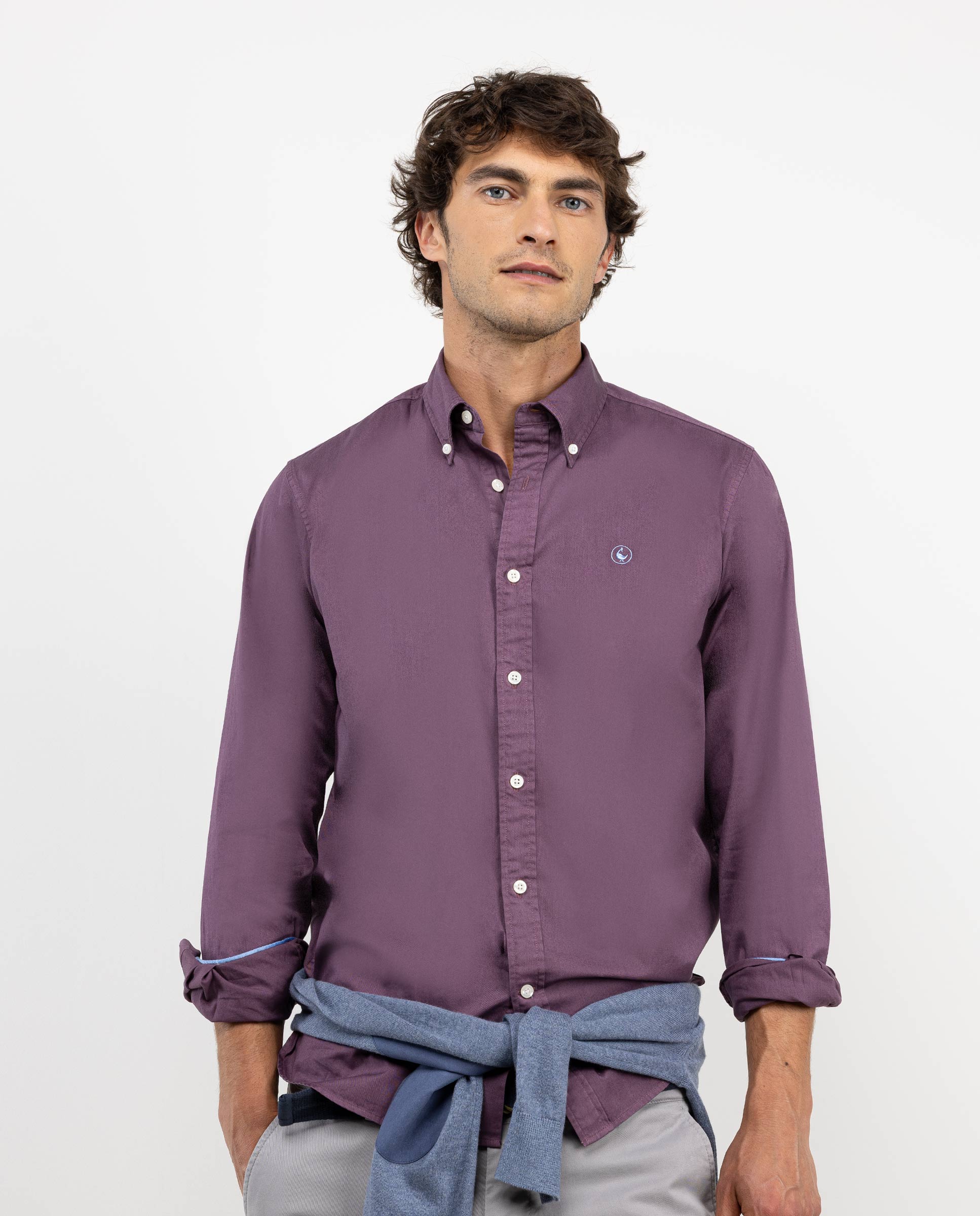 Camisa Garment Dyed Algodón Morado
