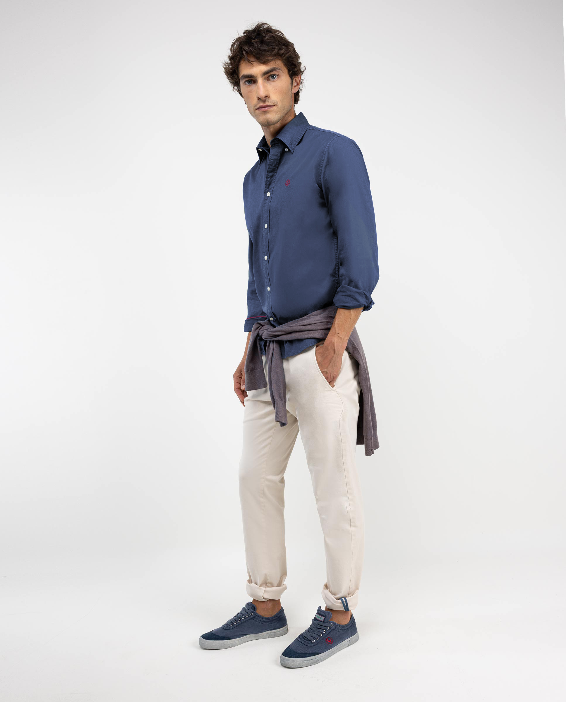 Camisa Garment Dyed Algodón Marino