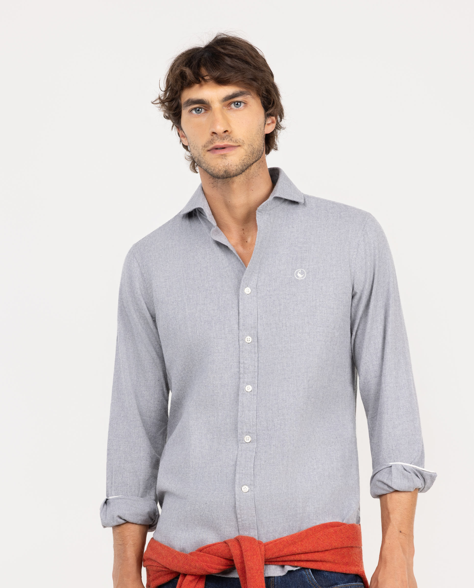 Camisa Viyela Cinza Melange