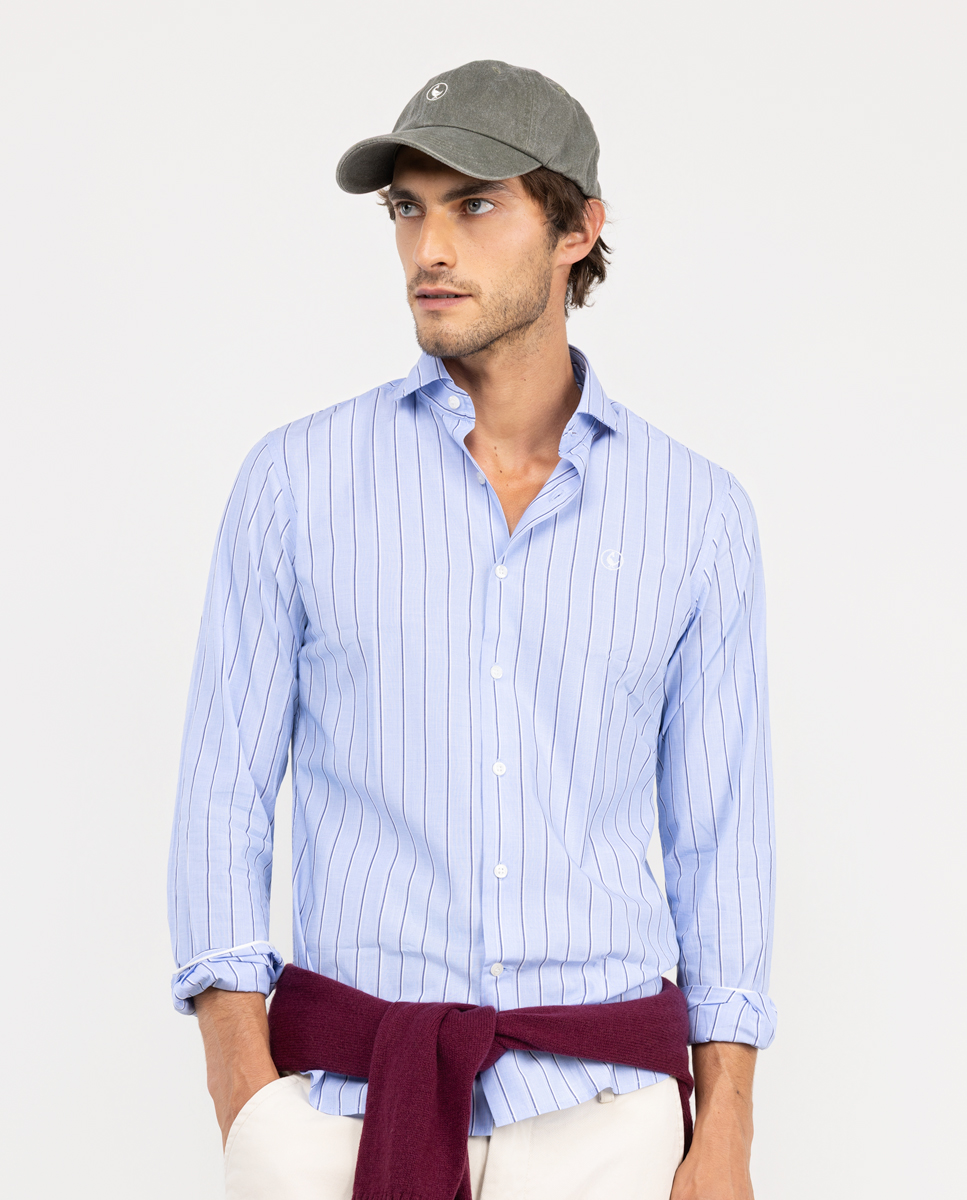 Chemise Back to Work Popeline Bleu Ciel Rayure Bleue