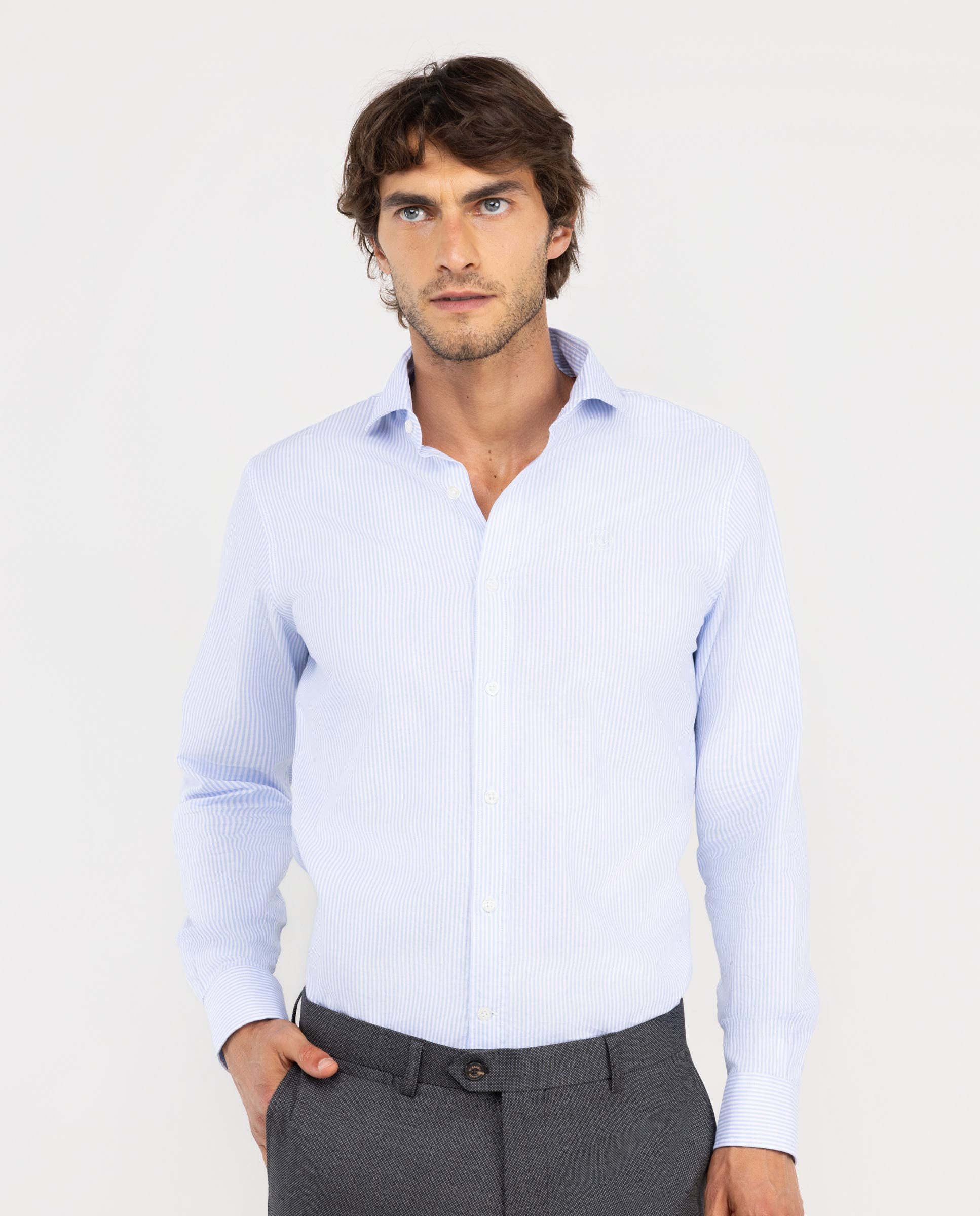 Camisa Pinpoint Vestir Yale Azul