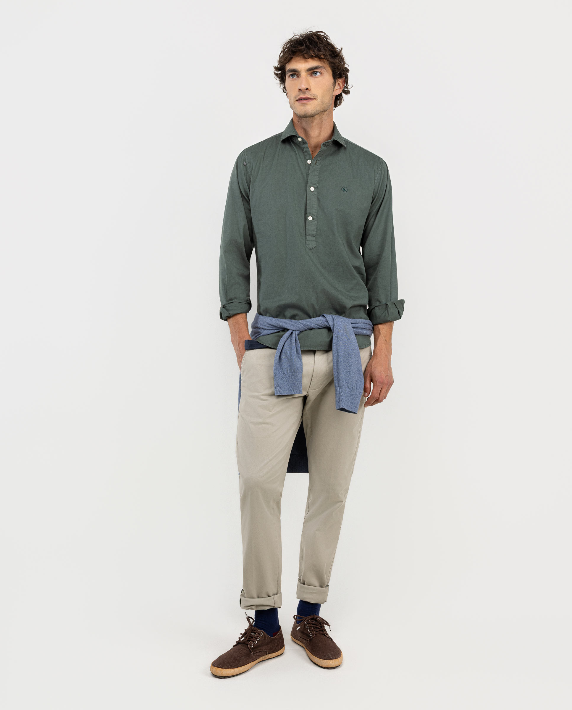Camisa Polera Twill Garment Dyed Verde