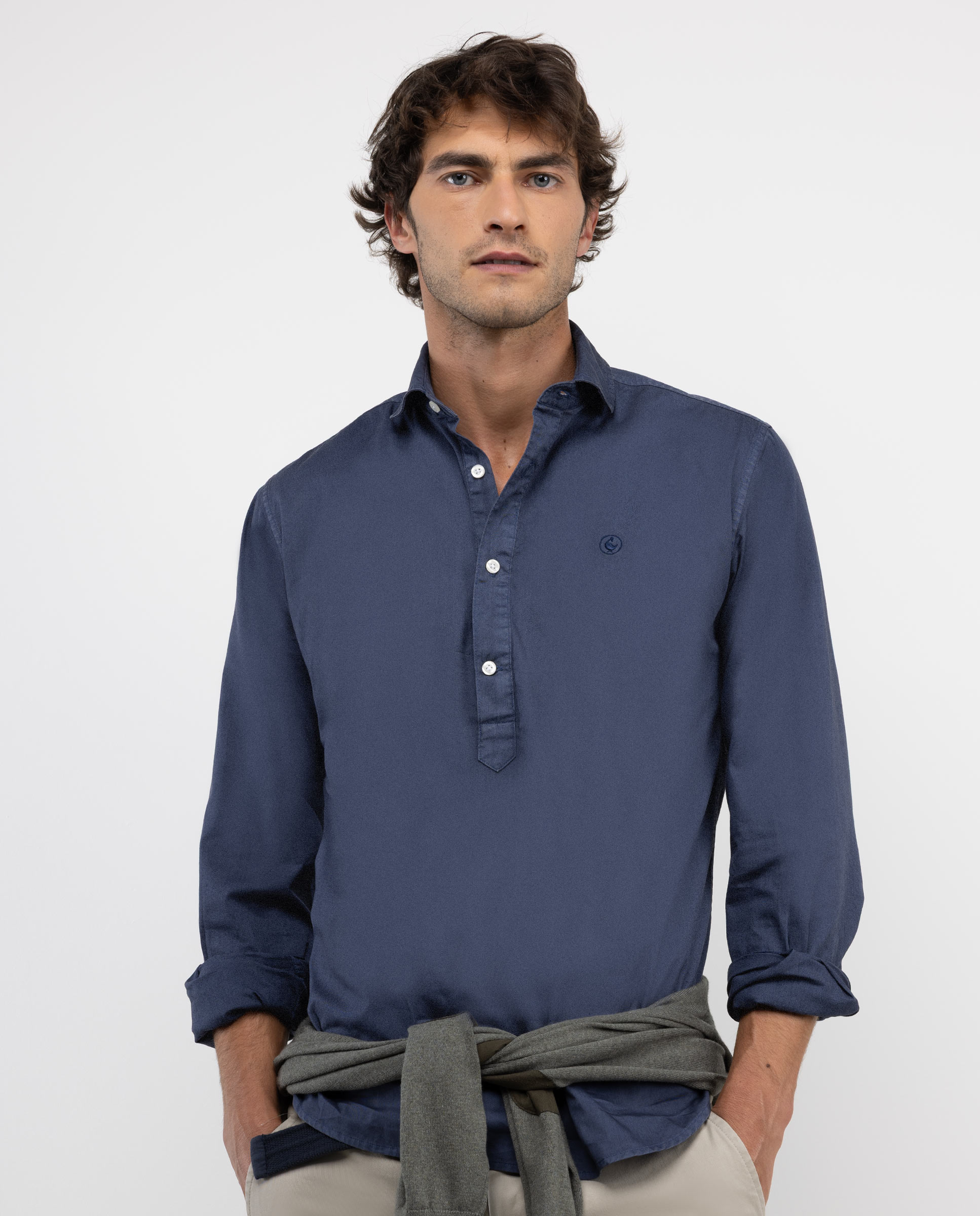 Camisa Polera Twill Garment Dyed Marino
