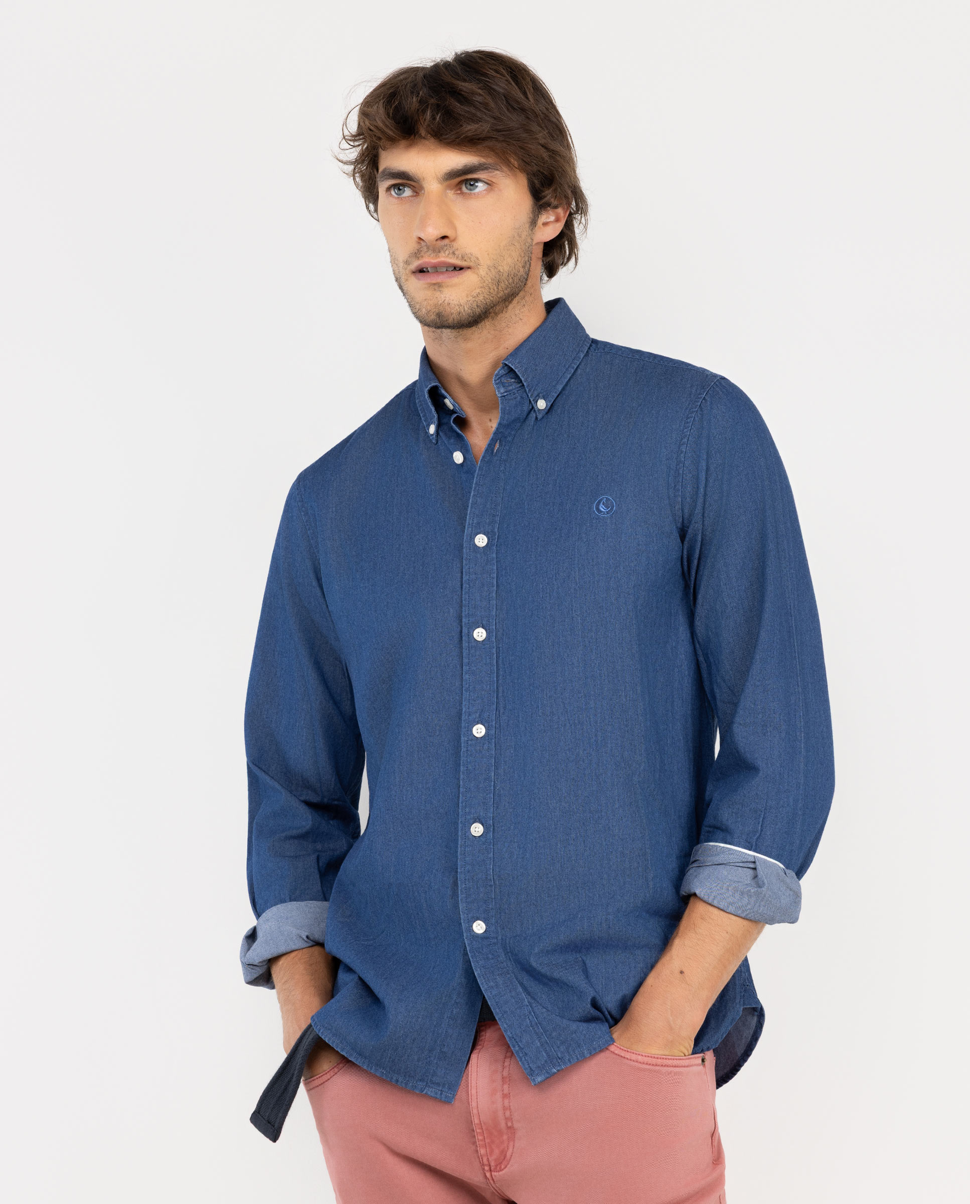 Camisa Denim Algodón Marino