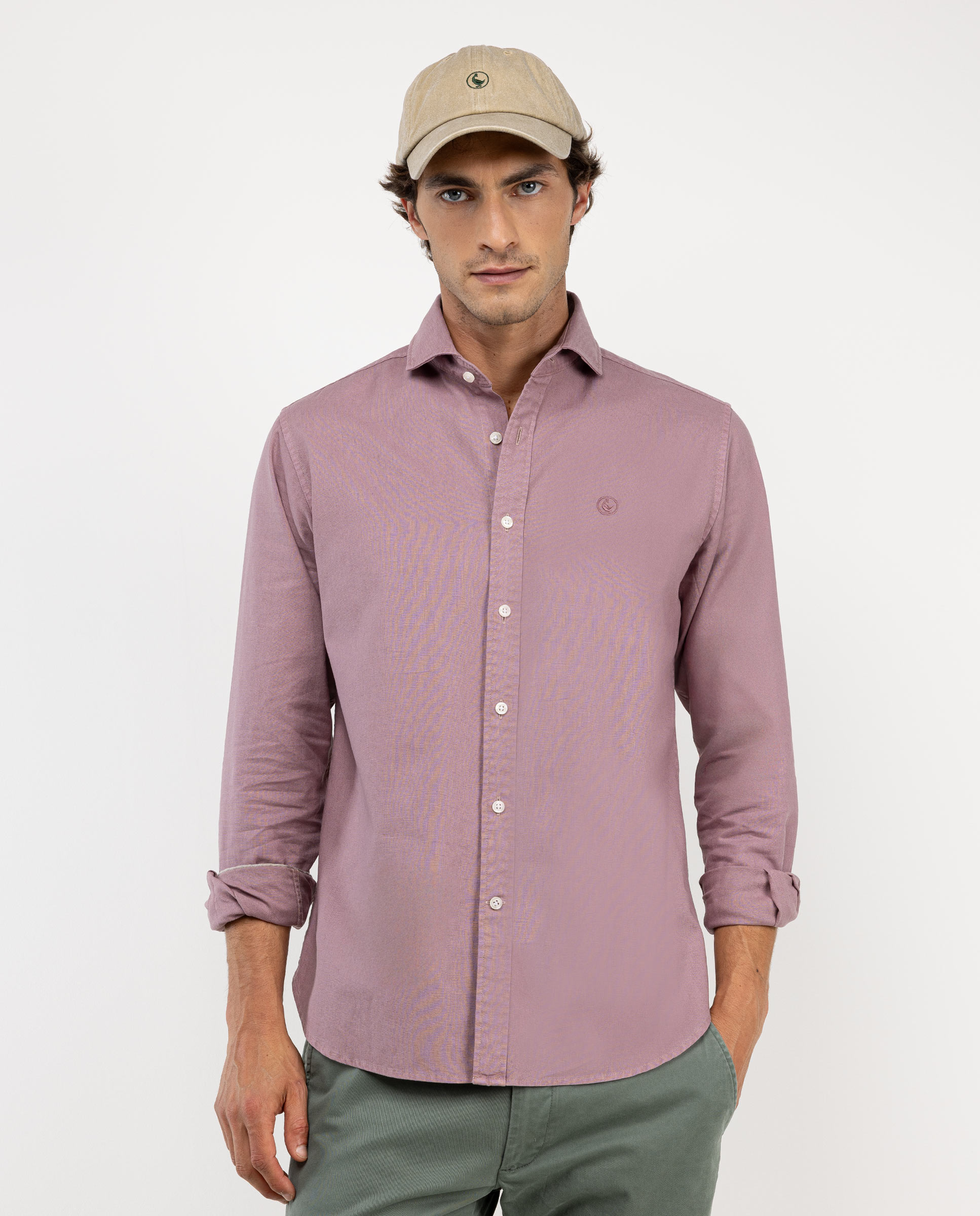 Camisa Algodón Lino Granate