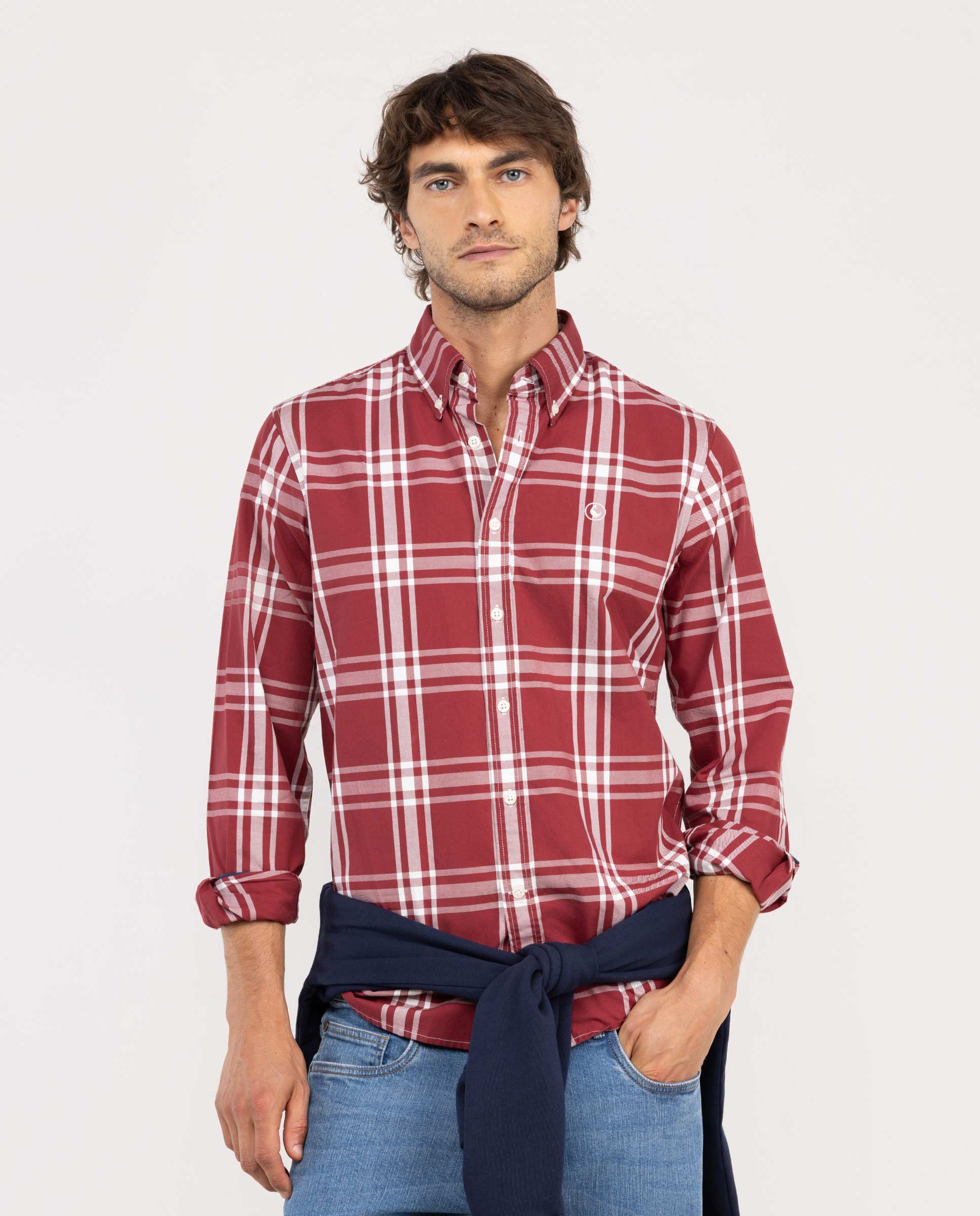 Red Cotton Brit Check Shirt