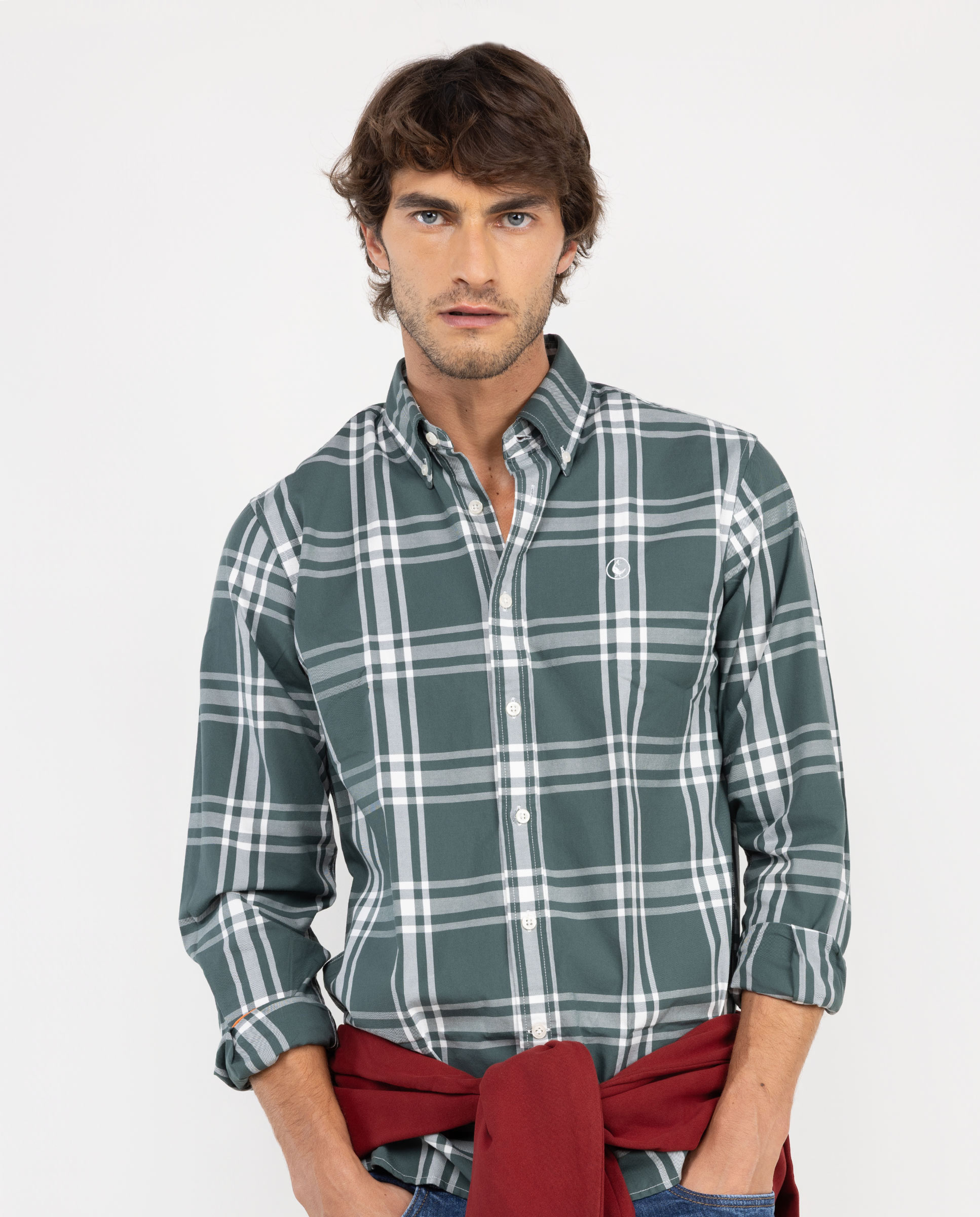 Green Cotton Brit Check Shirt