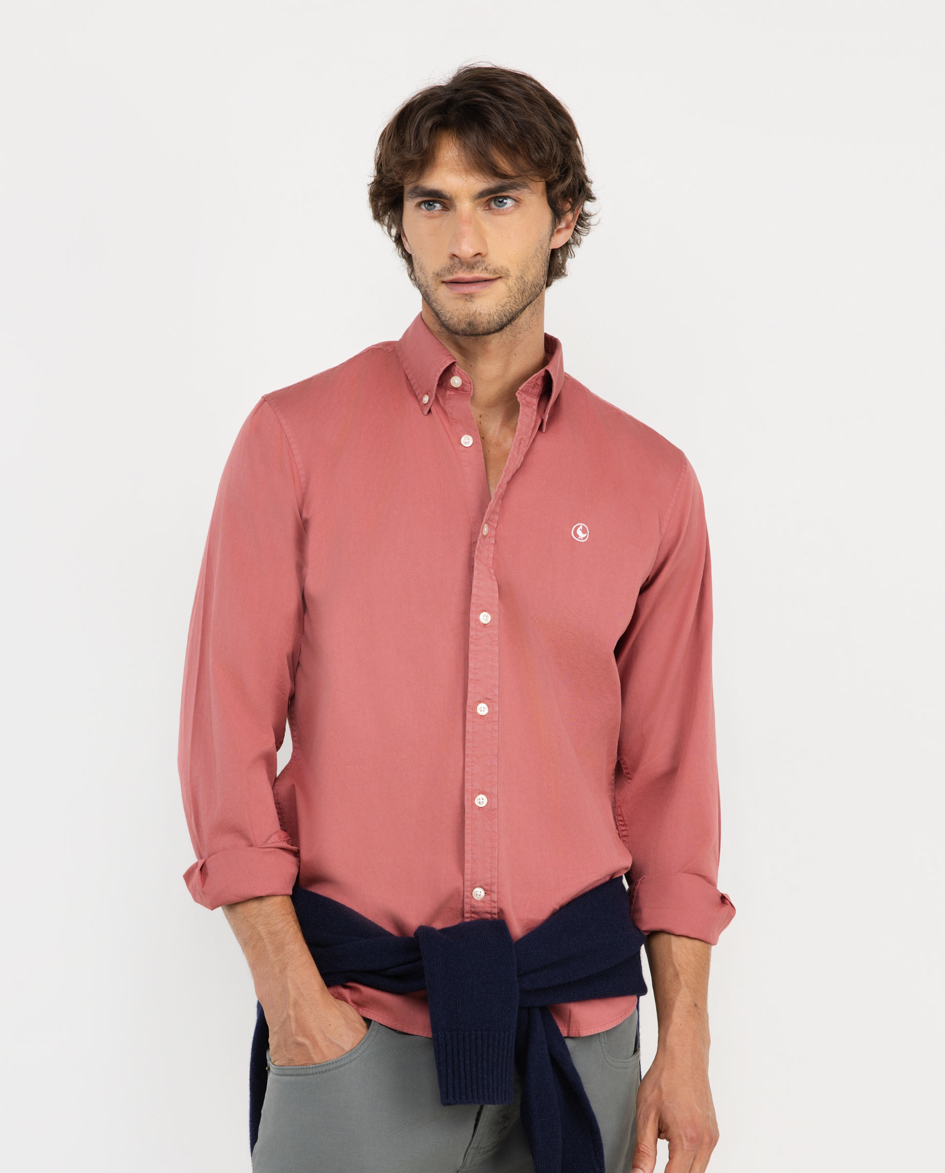Camisa Twill Garment Dyed Rojo