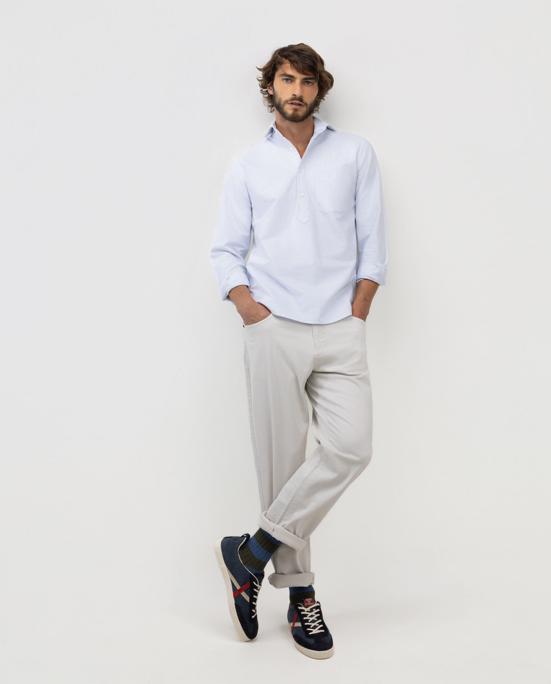 Chemise polo à poche Oxford bleu clair Yale