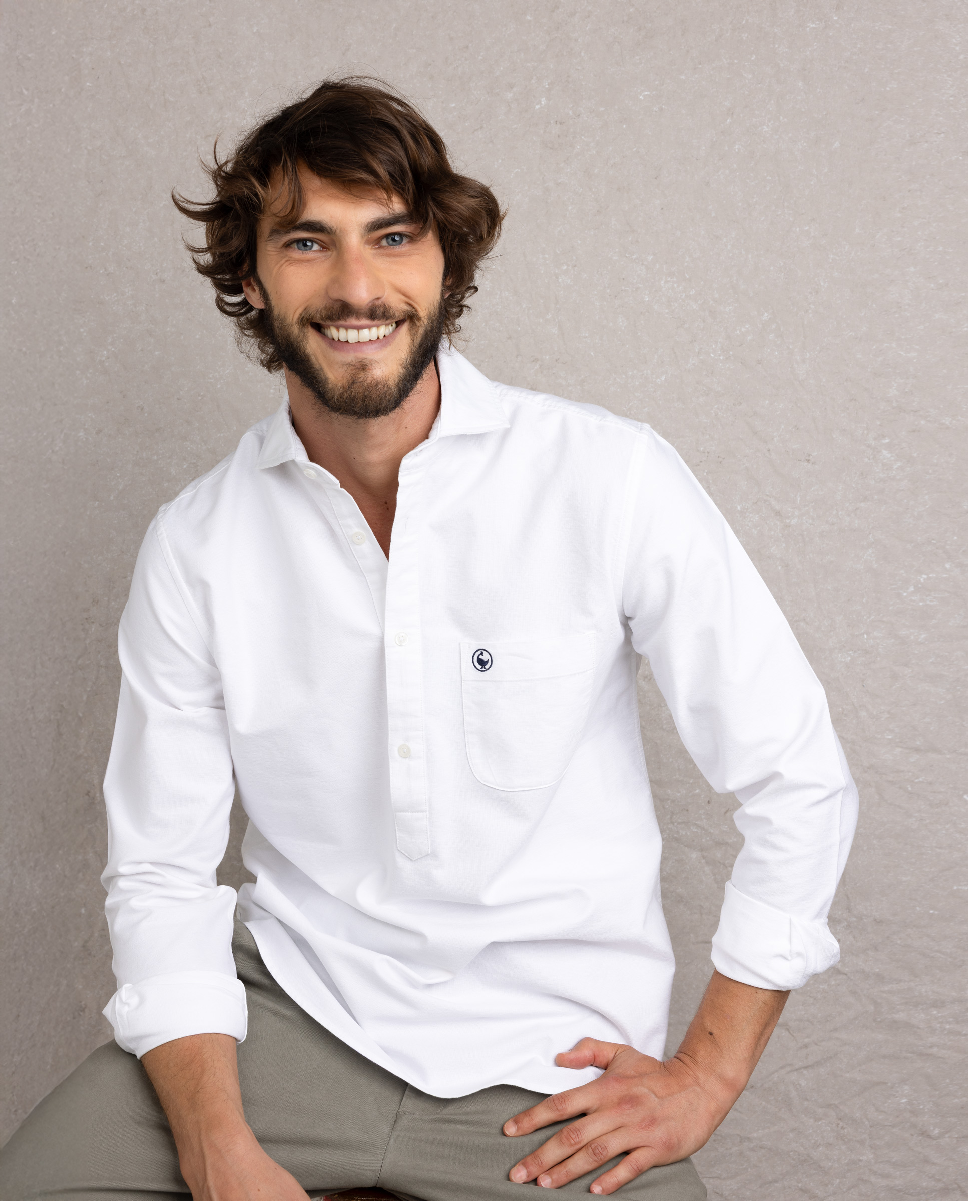 Polo Oxford blanc avec poche