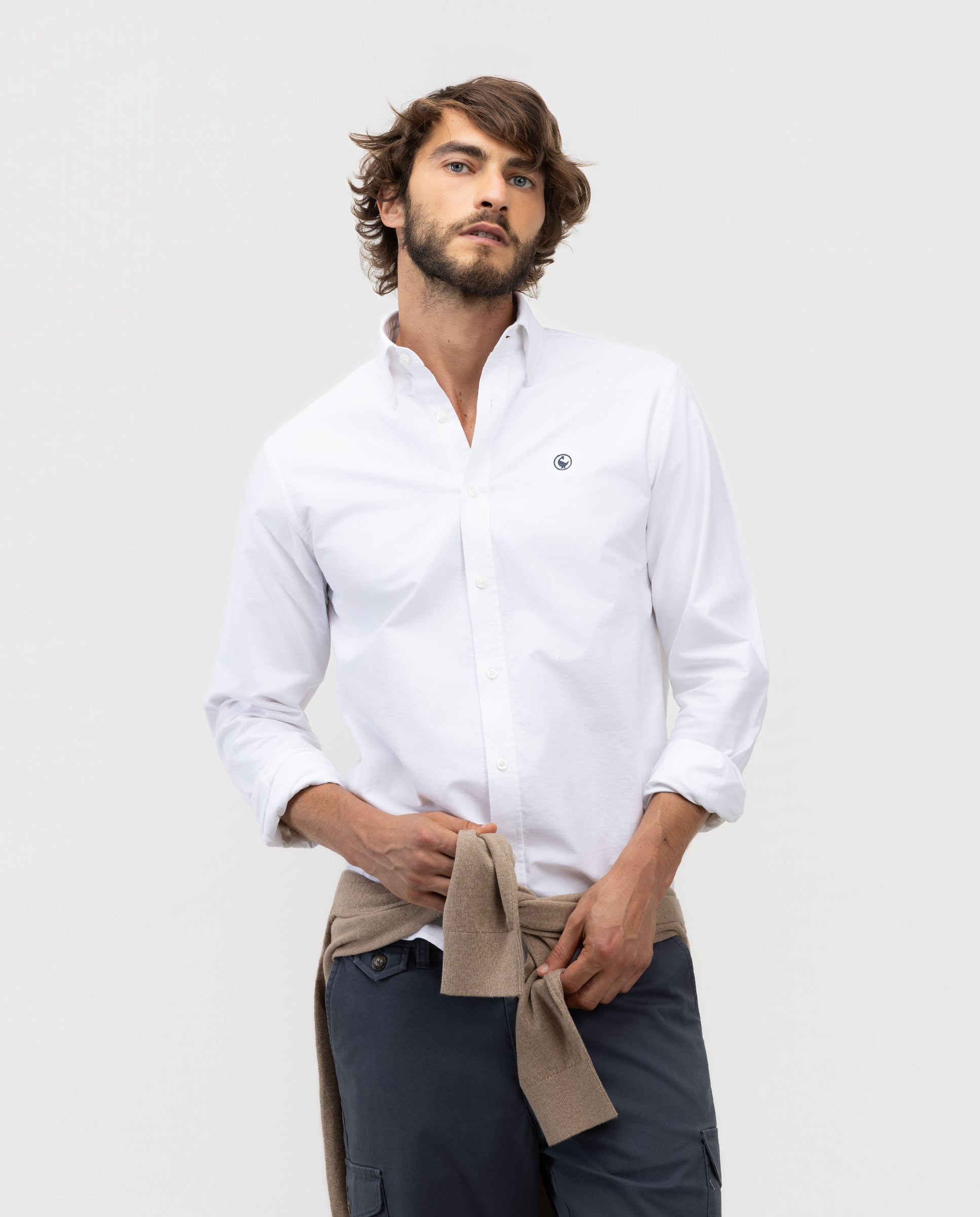 Plain Button Down Oxford Shirt White