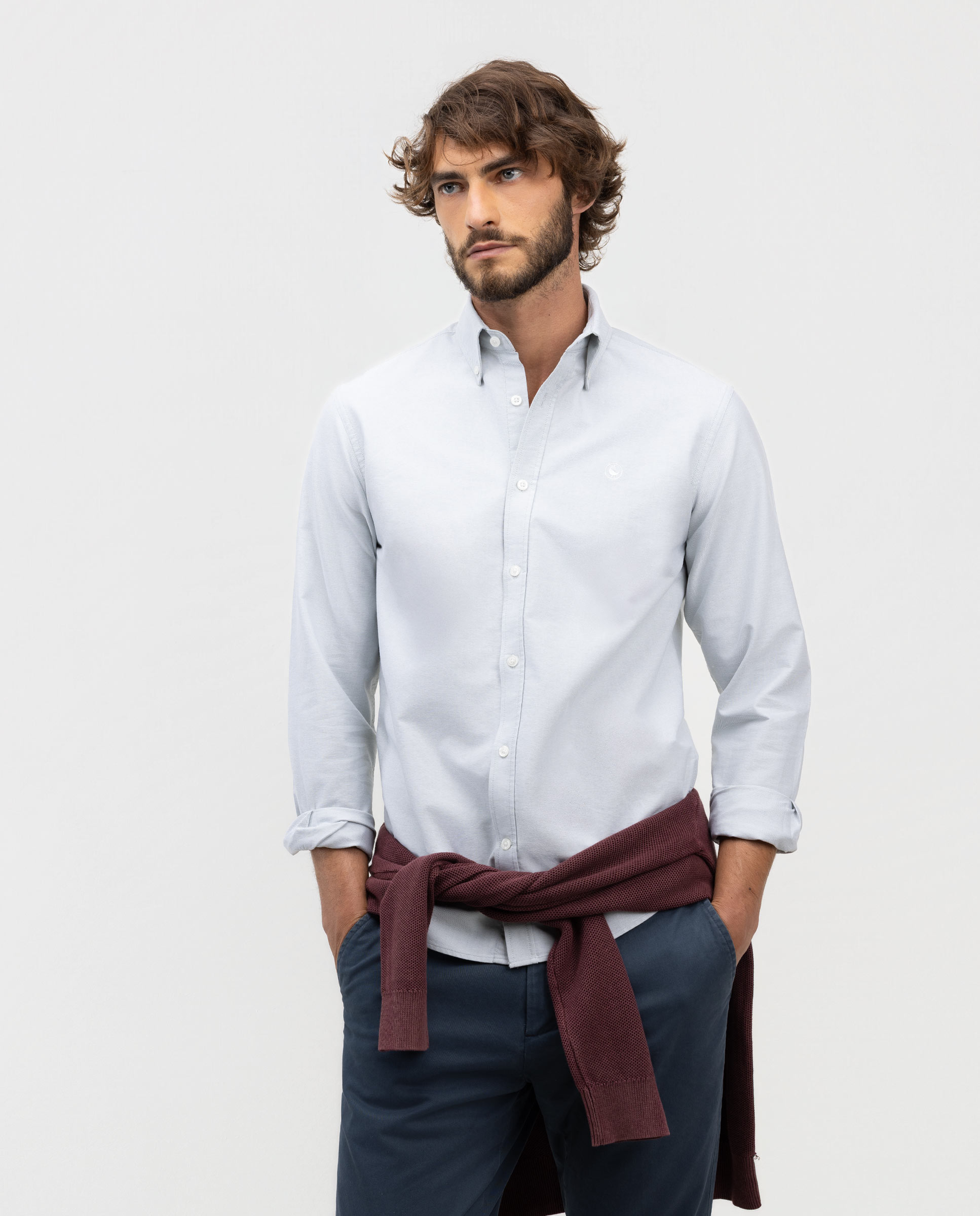 Plain Button Down Green Oxford Shirt