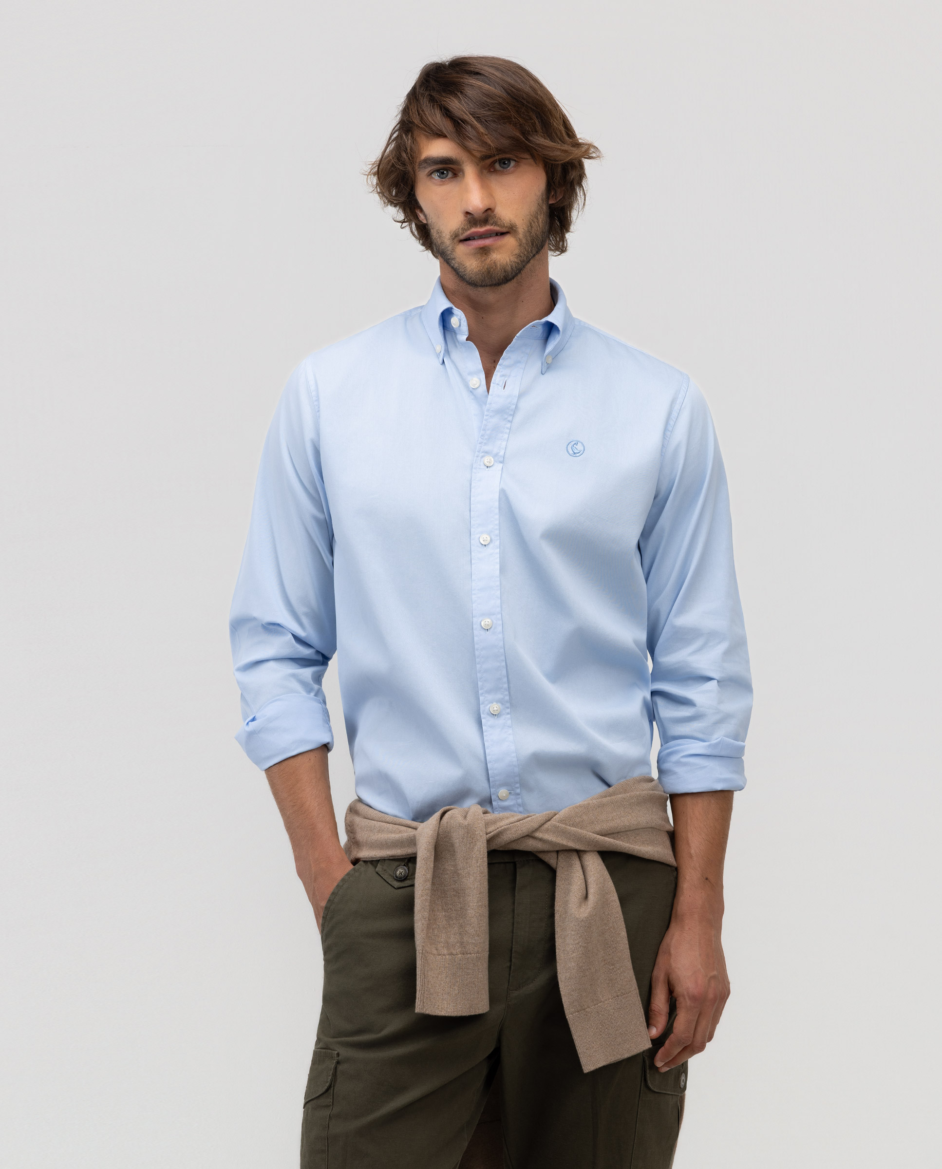 Camisa Garment Dyed Button Down Celeste