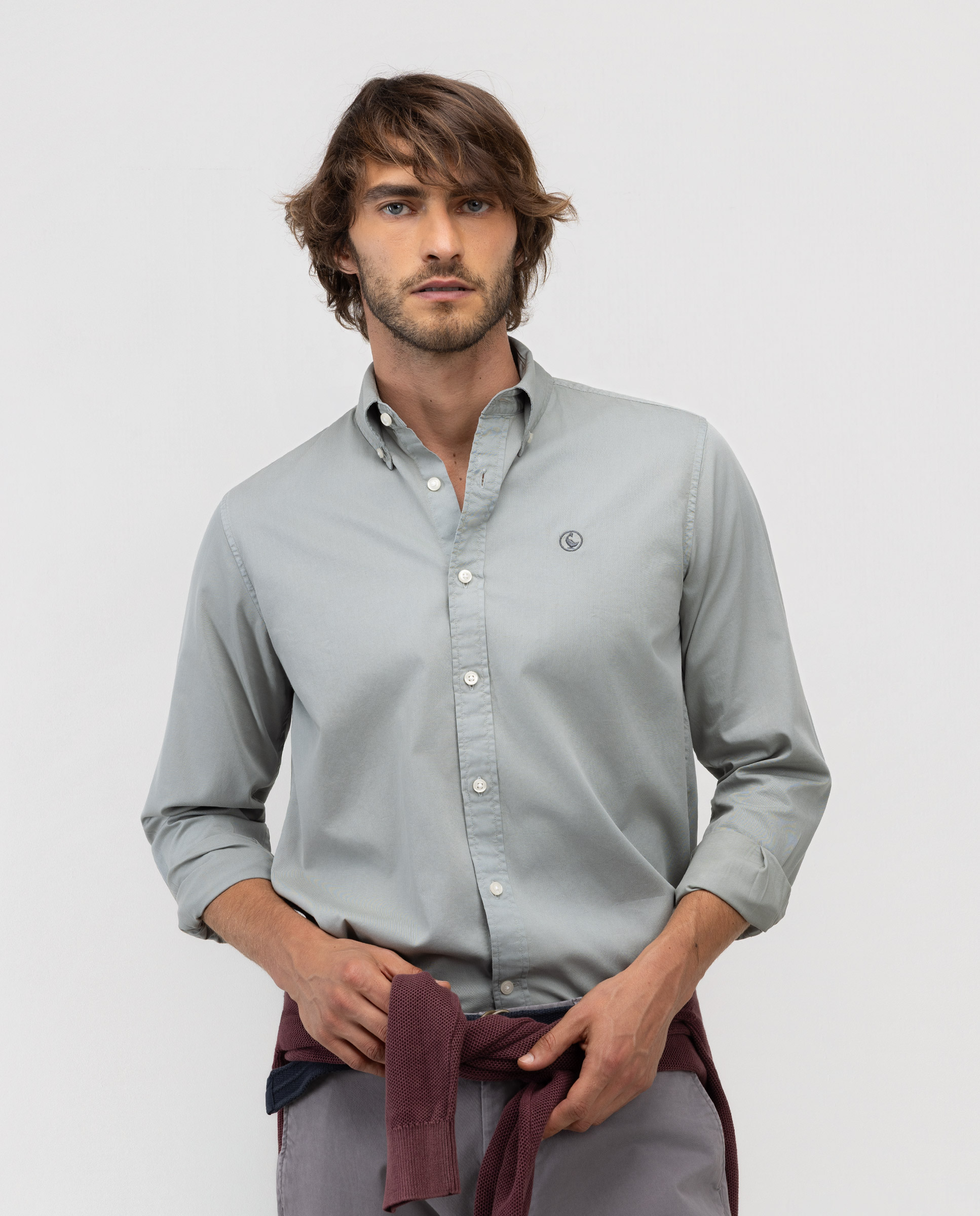 Camisa Garment Dyed Button Down Verde Claro