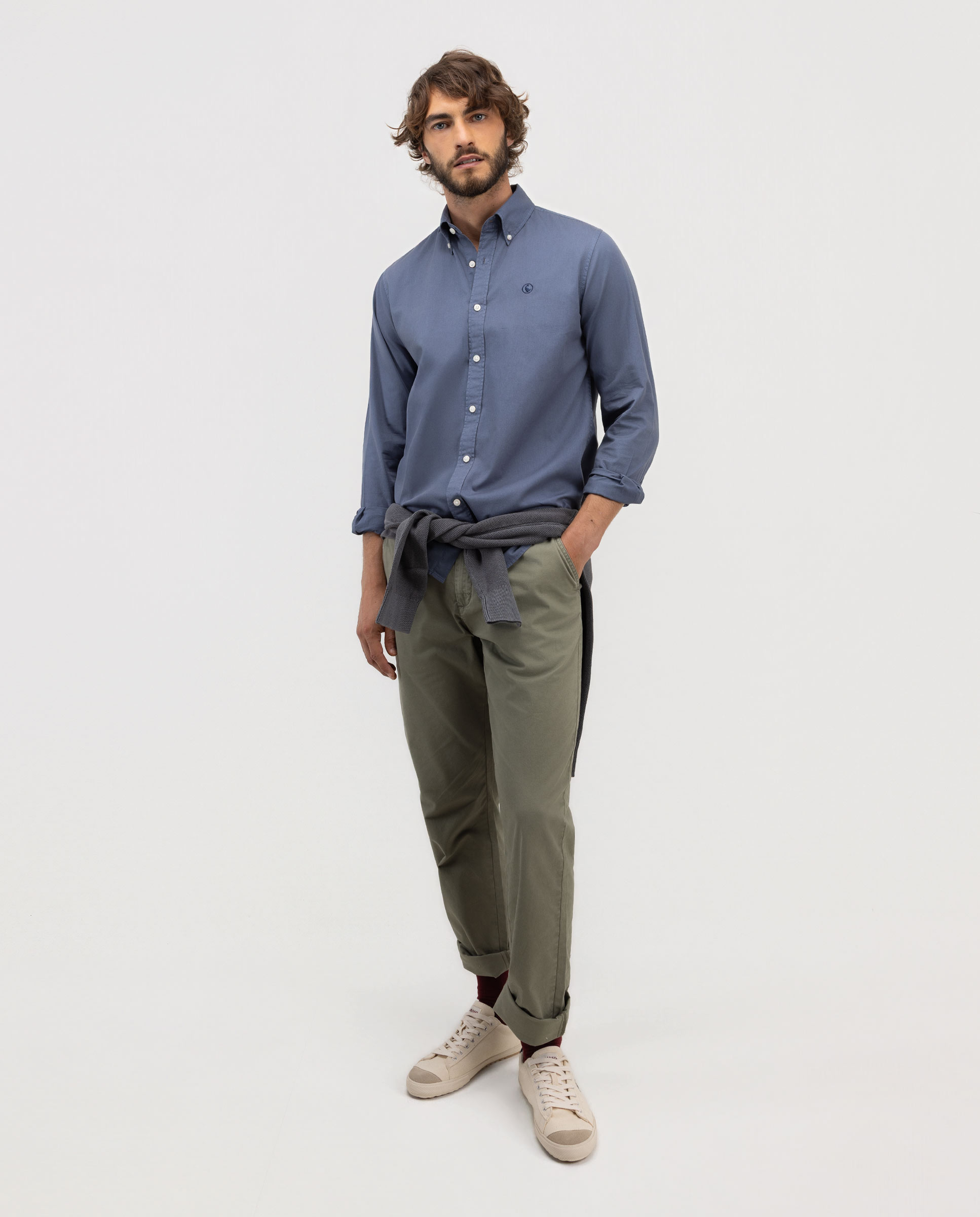 Camisa Garment Dyed Button Down Azul