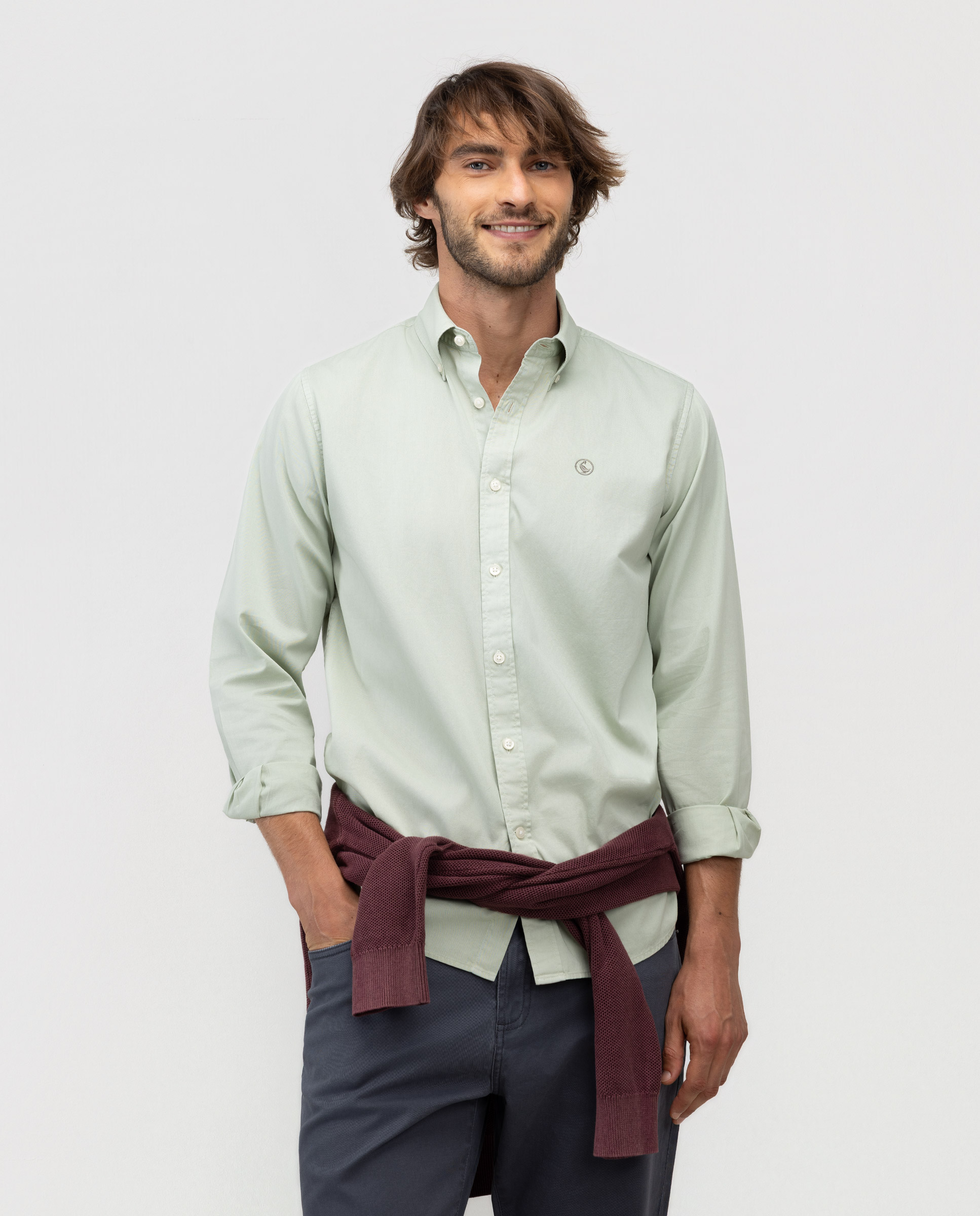 Camisa Garment Dyed Button Down Verde