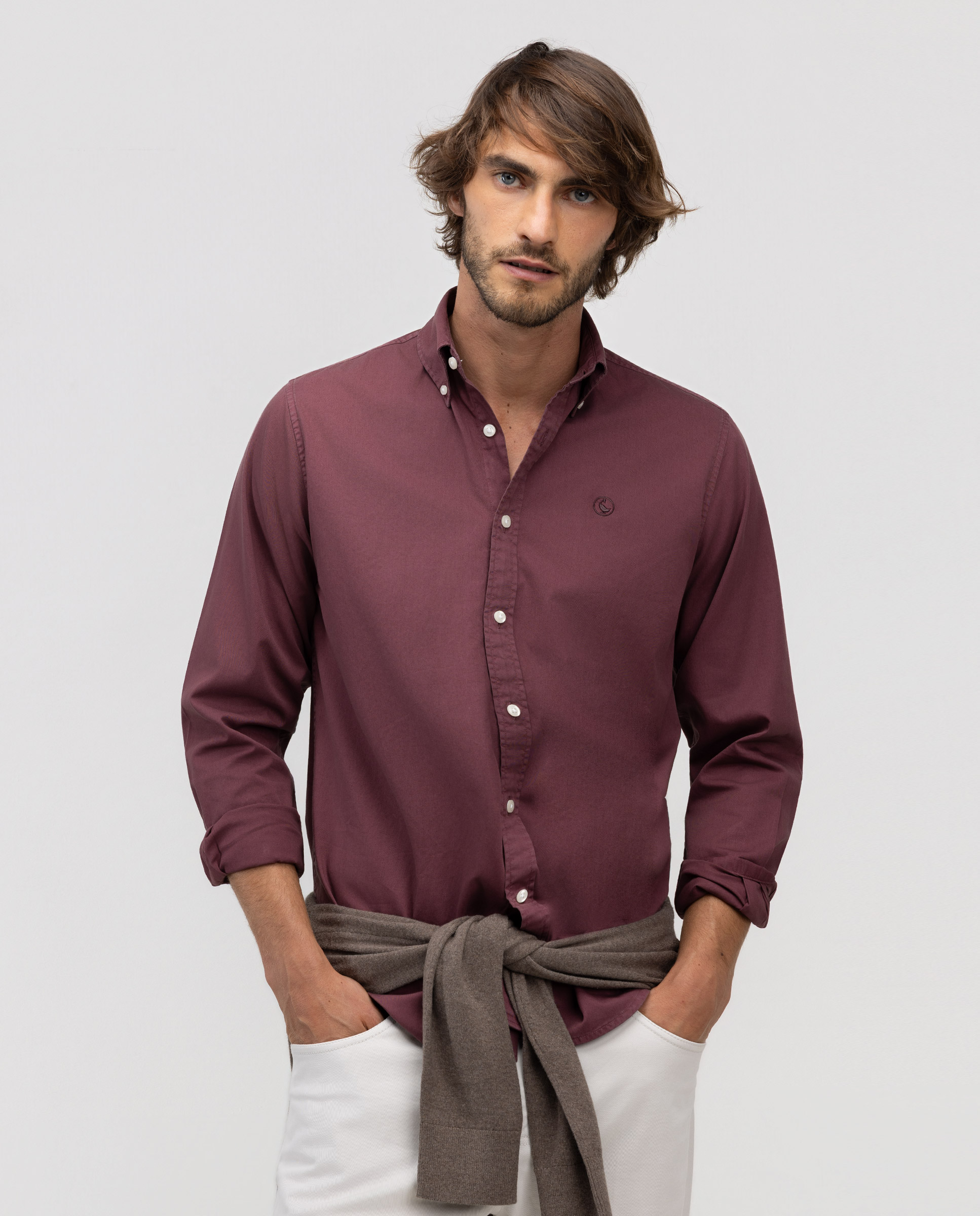 Camisa Garment Dyed Button Down Rojo