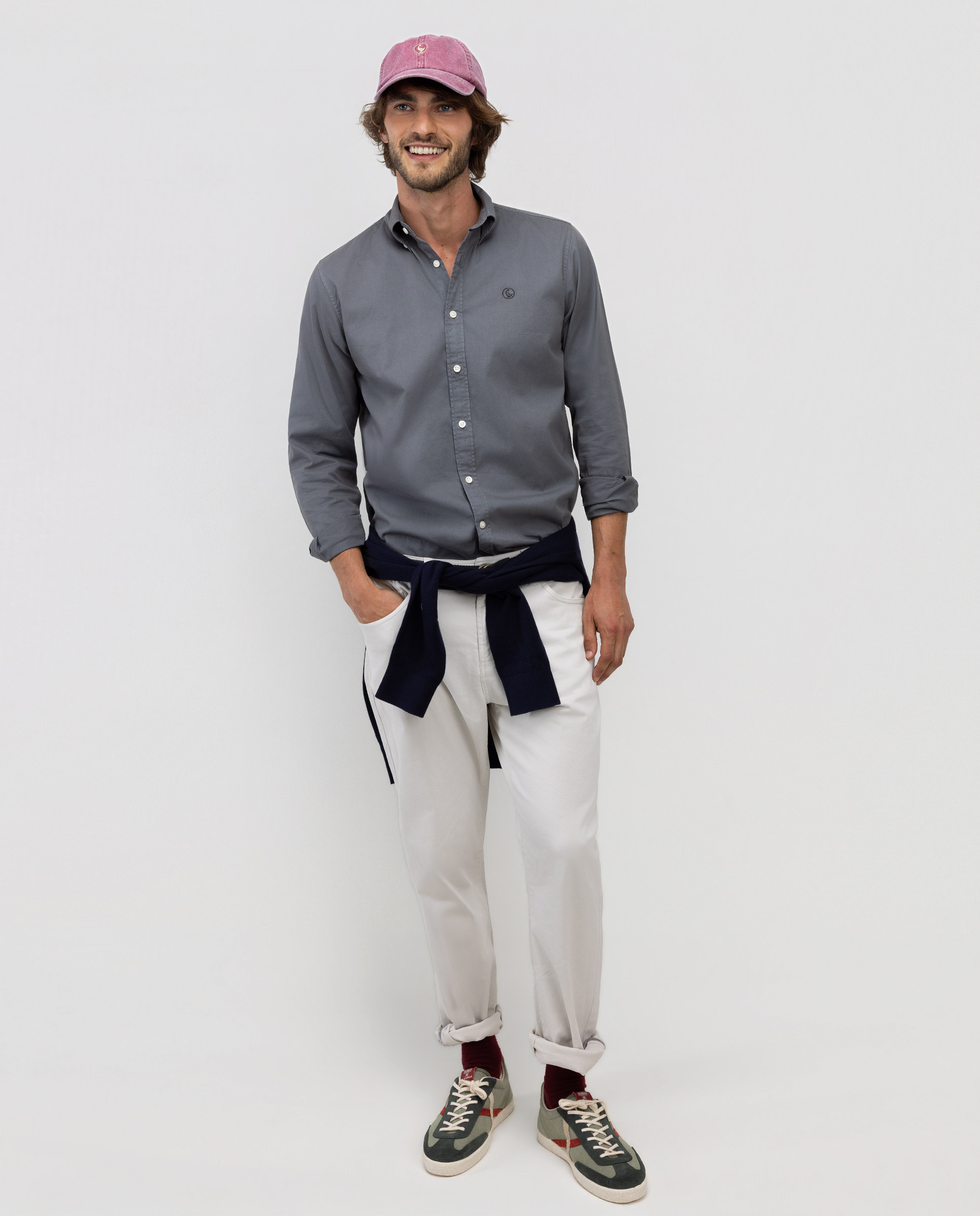 Camisa Garment Dyed Button Down Gris