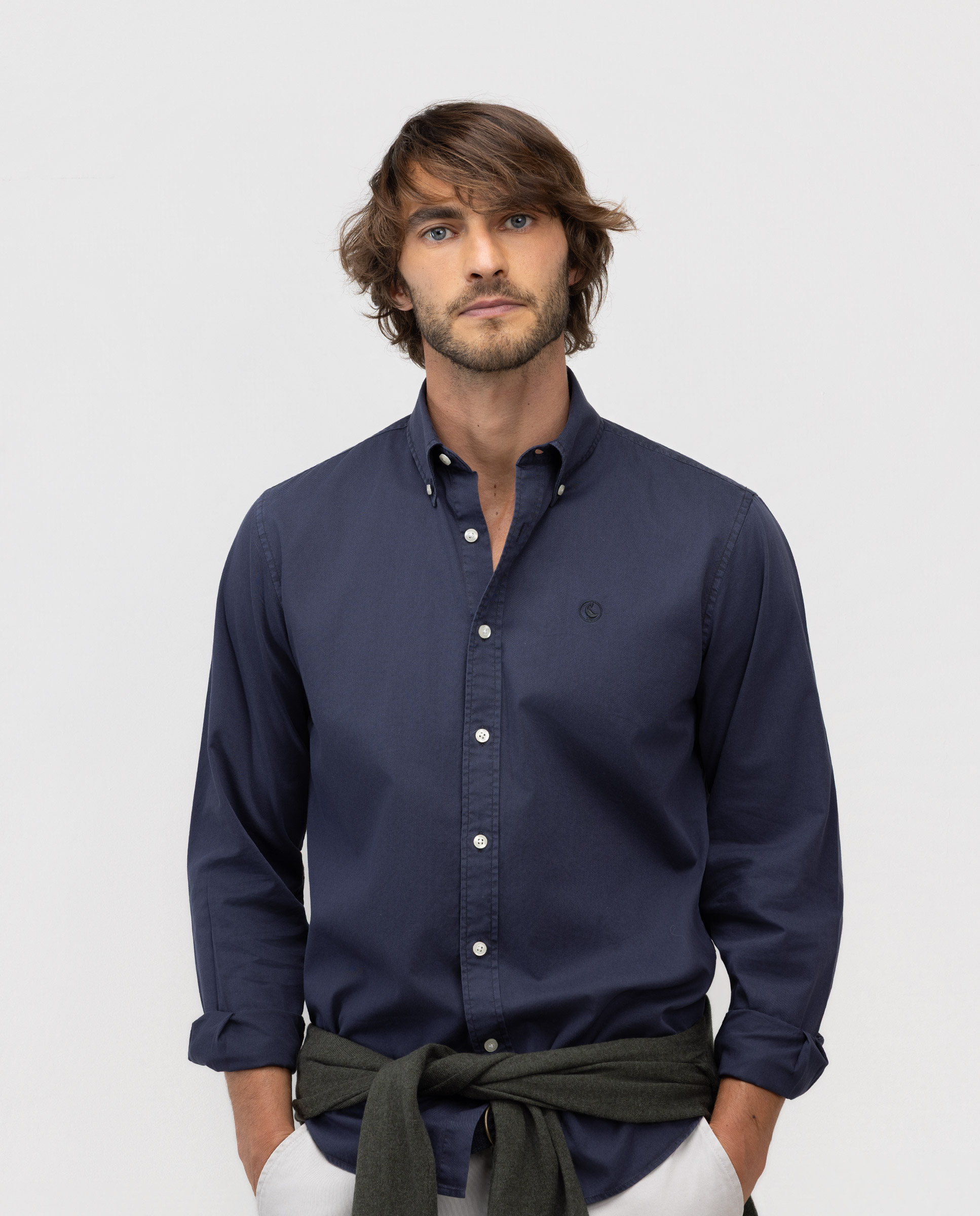Camisa Garment Dyed Button Down Marino