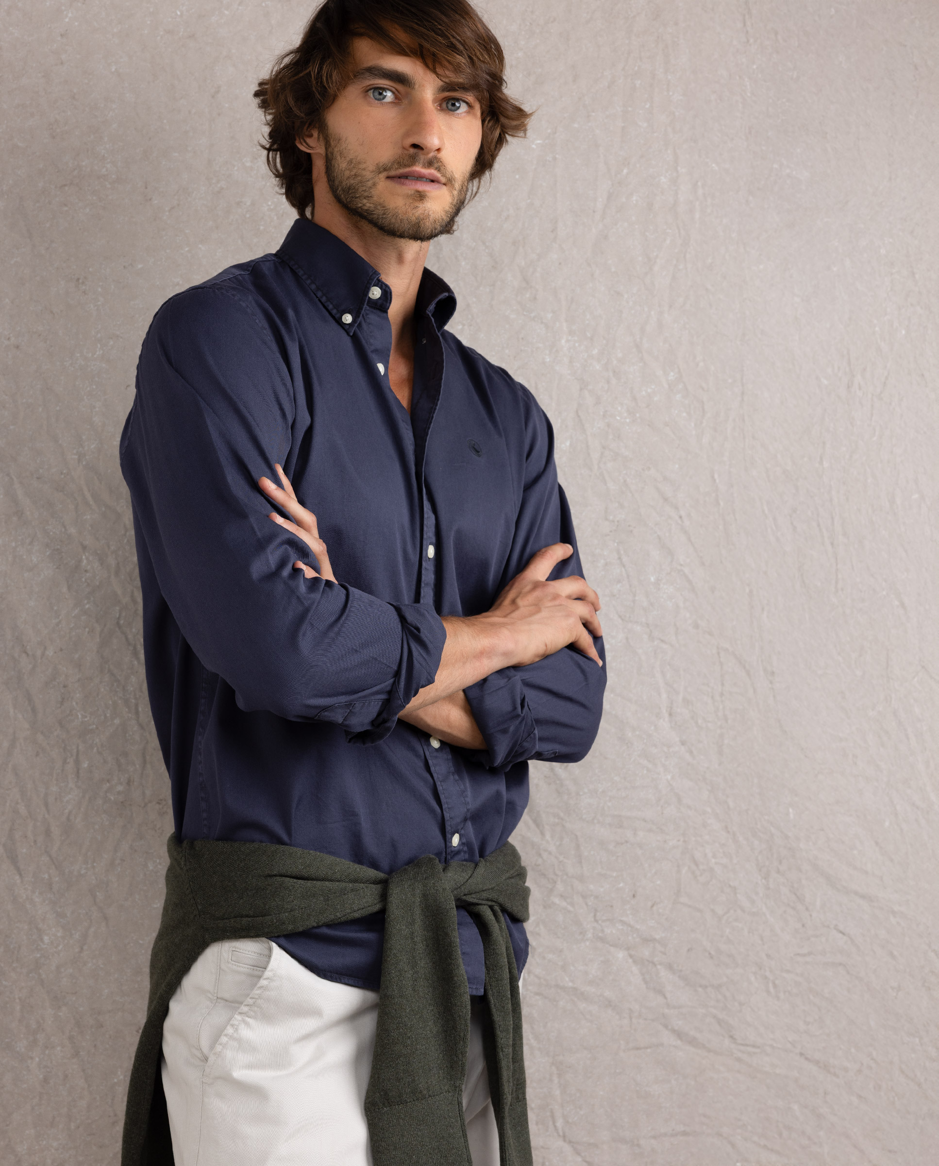 Camisa Garment Dyed Button Down Marino