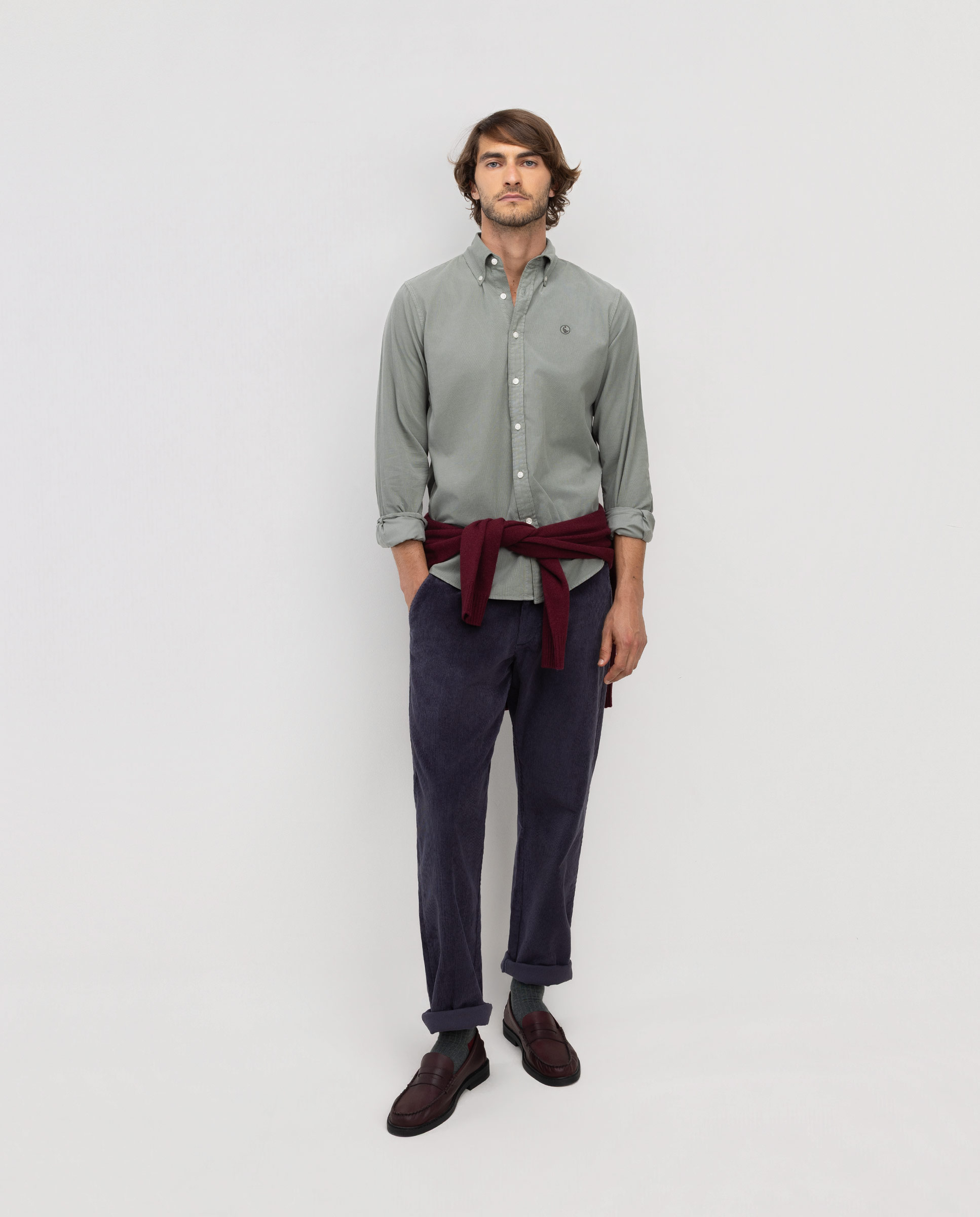 Camisa Pana Garment Dyed Button Down Verde