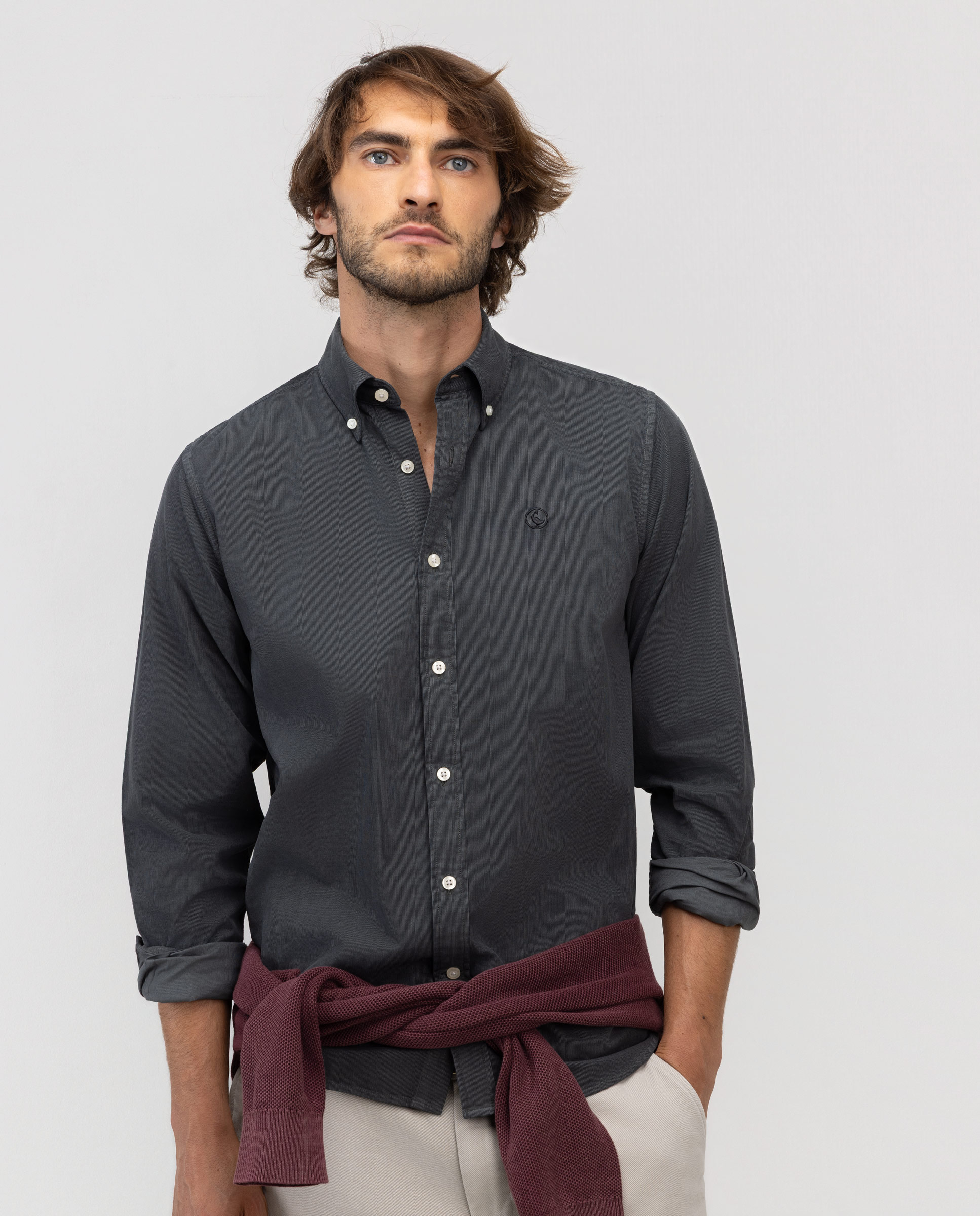Camisa Pana Garment Dyed Button Down Gris
