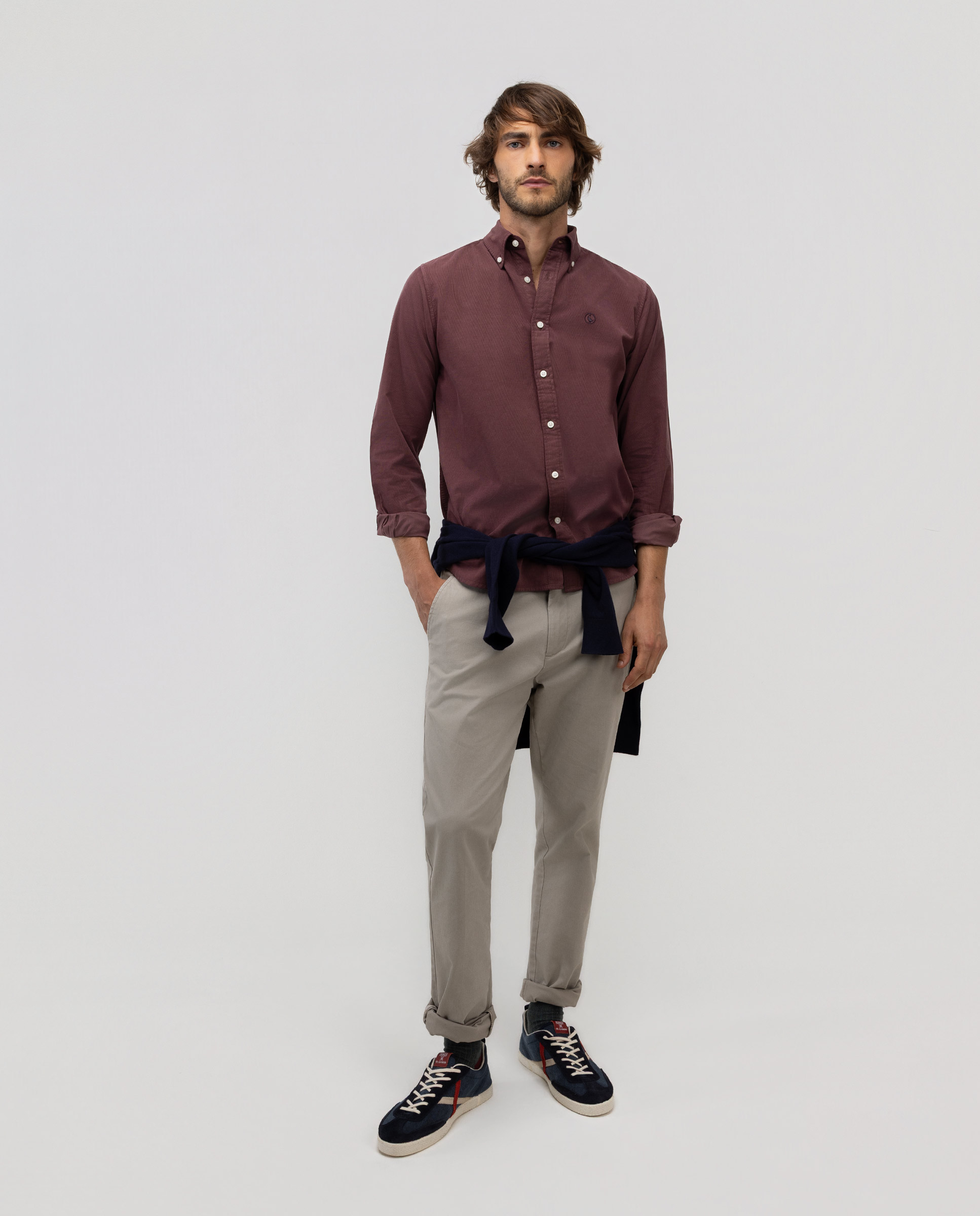 Camisa Pana Garment Dyed Button Down Granate
