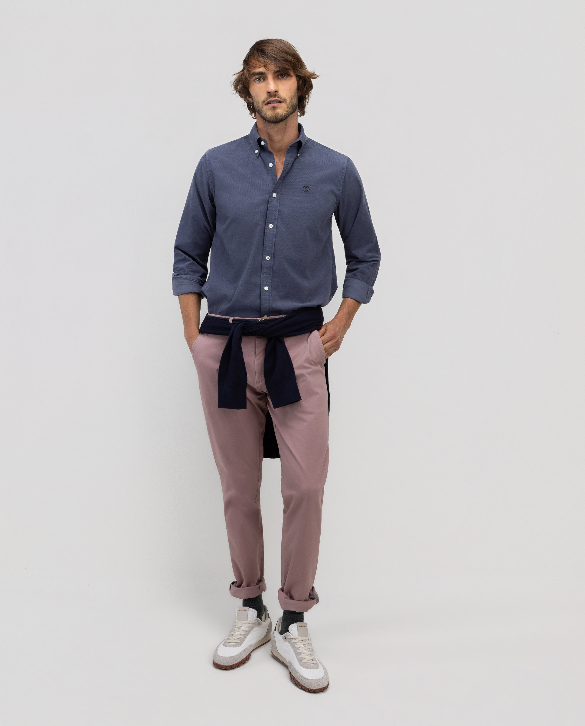 Camisa Pana Garment Dyed Button Down Marino