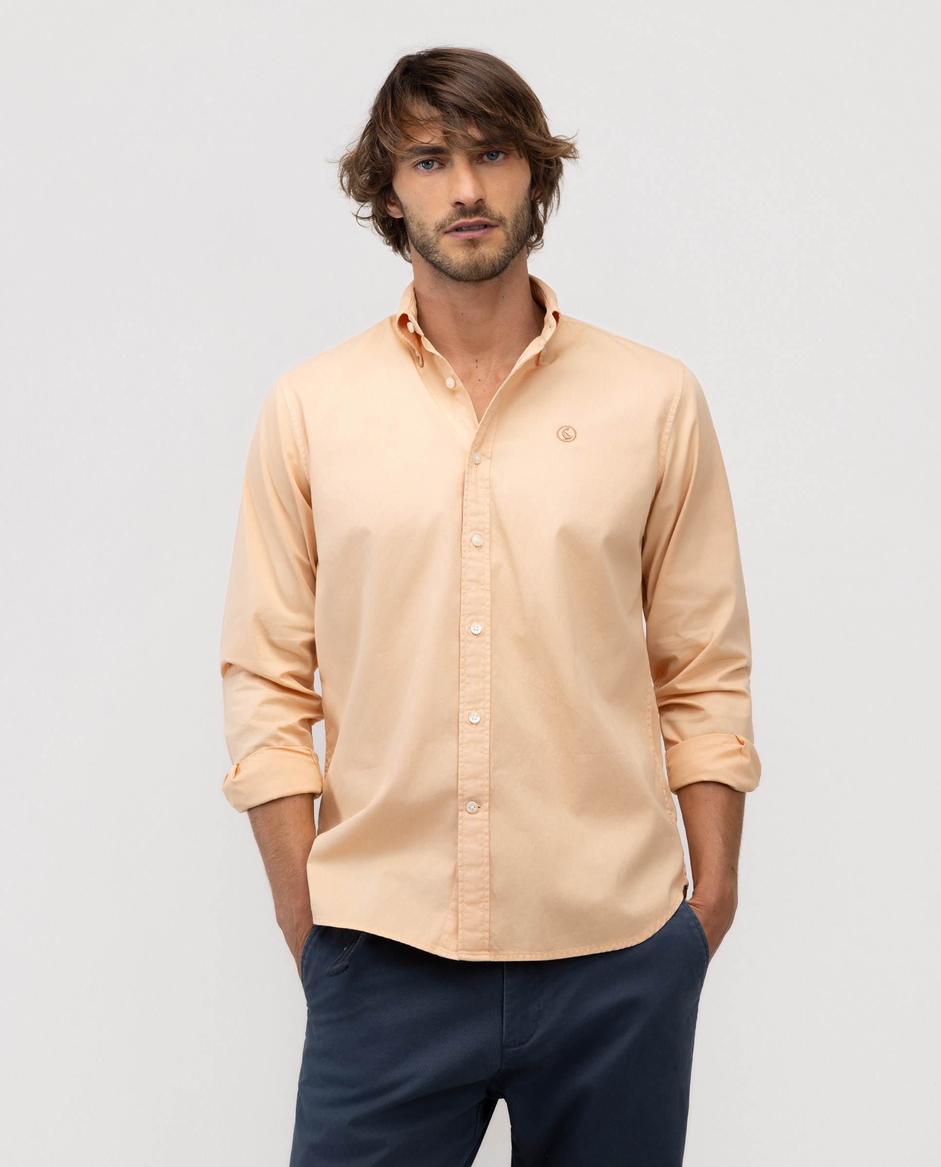 Camisa Garment Dyed Button Down Naranja