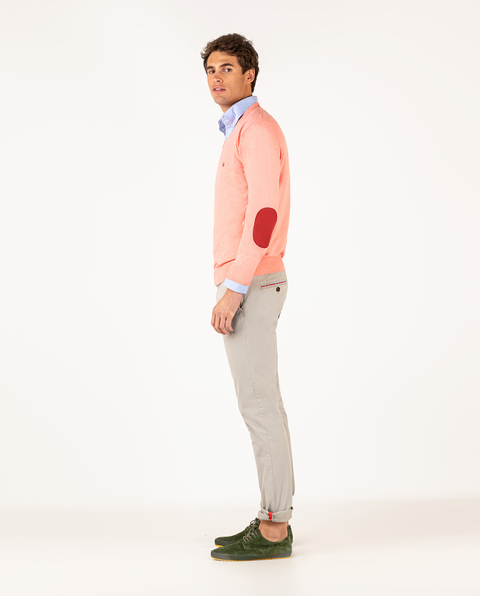 Jersey Cuello Pico Coderas Rosa