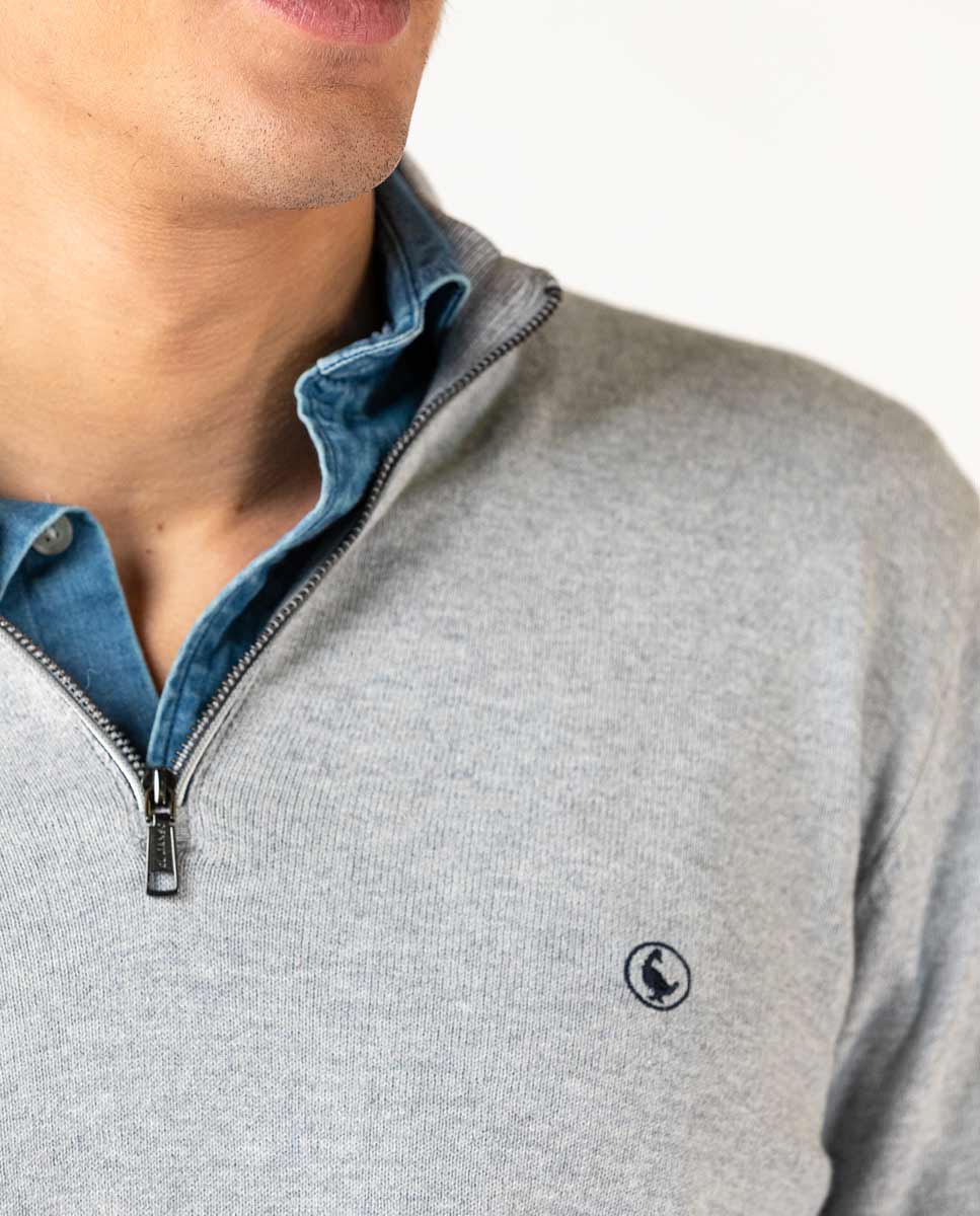 Jersey Cuello Cremallera Gris