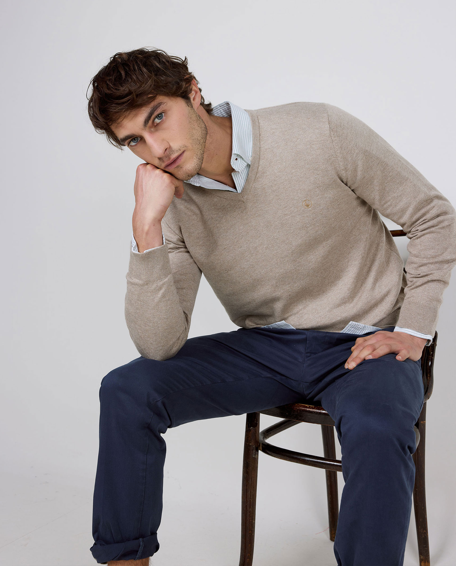 Jersey Cuello Pico Beige