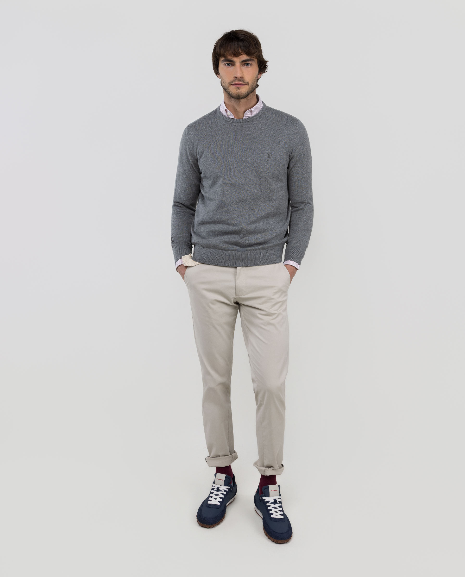Jersey Cuello Caja Gris Melange
