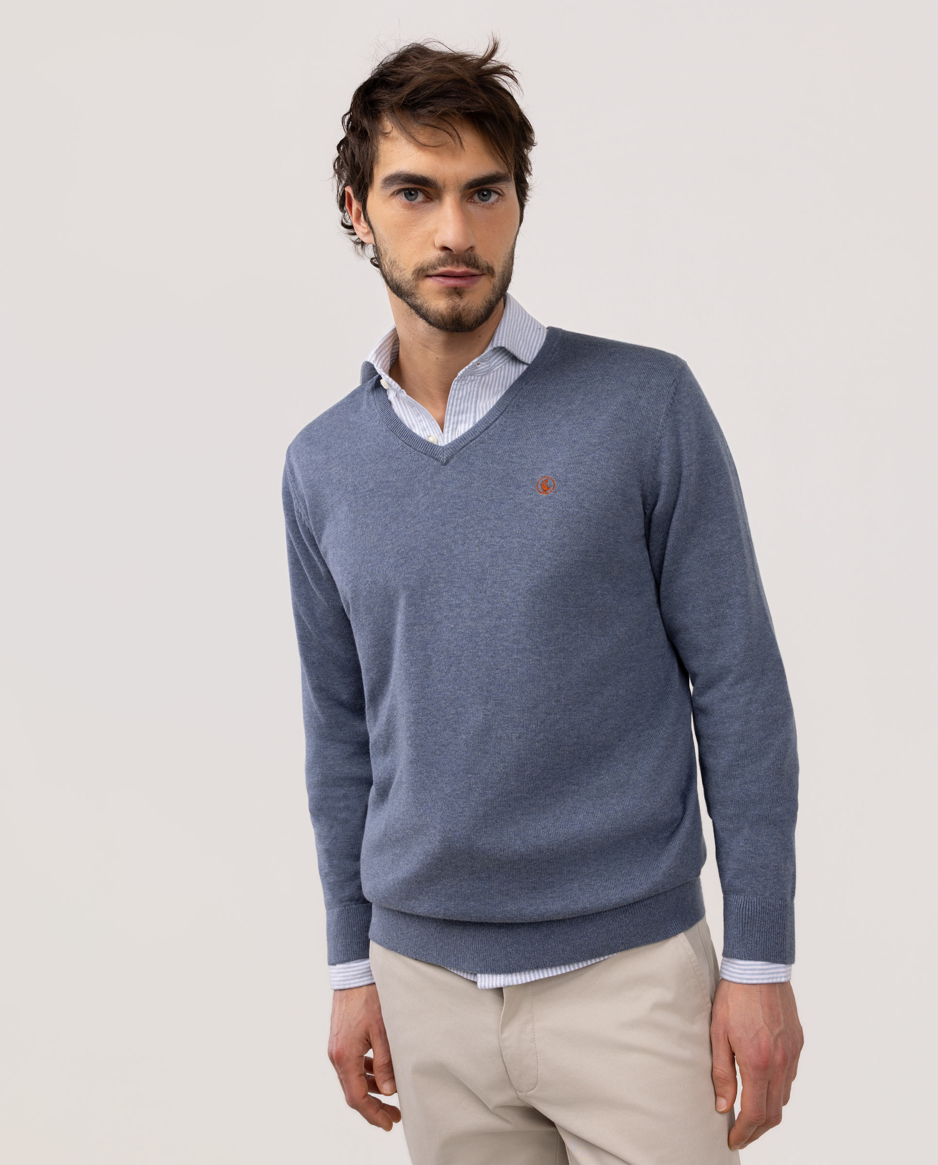 Jersey Cuello Pico Celeste