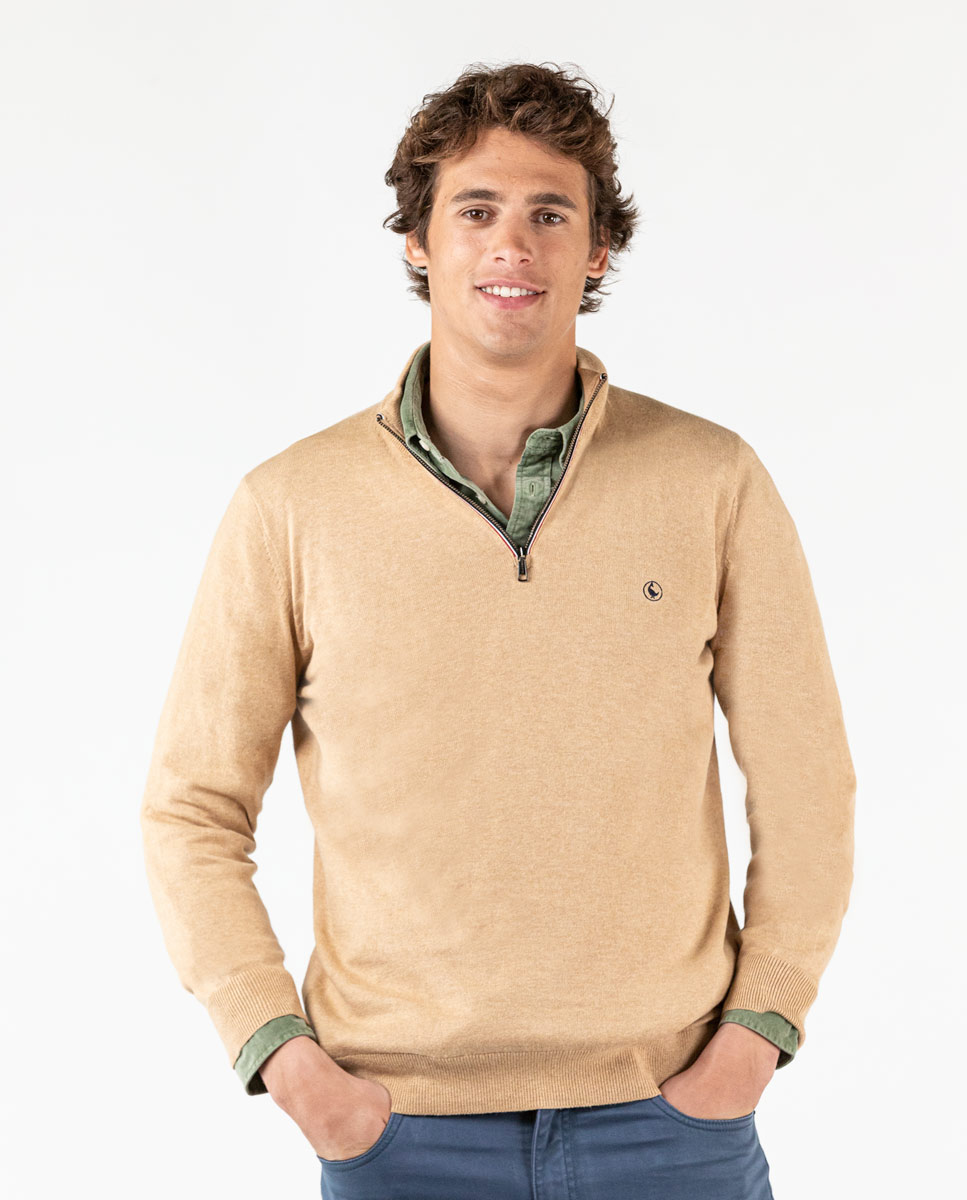 Pull Col Camionneur Beige