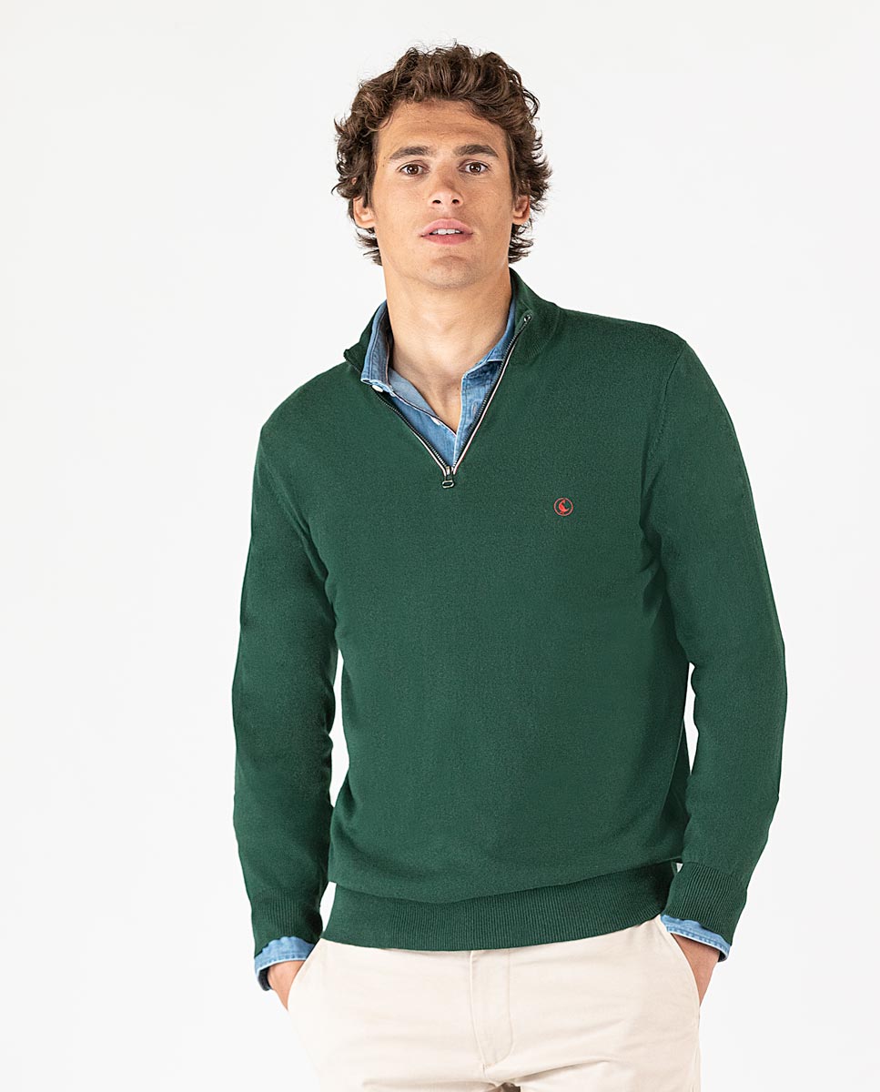 Pull Col Camionneur Vert Bouteille