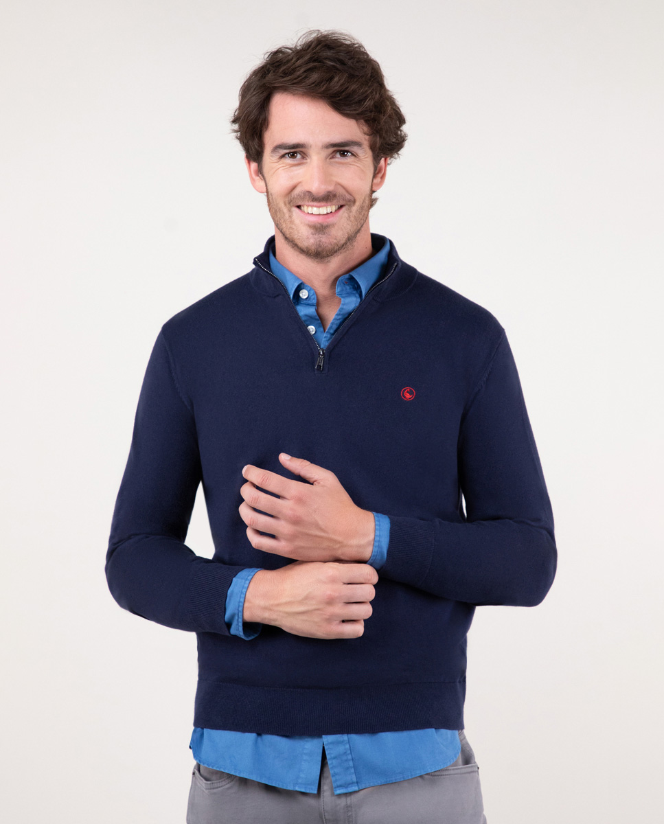 Pull col camionneur bleu marine