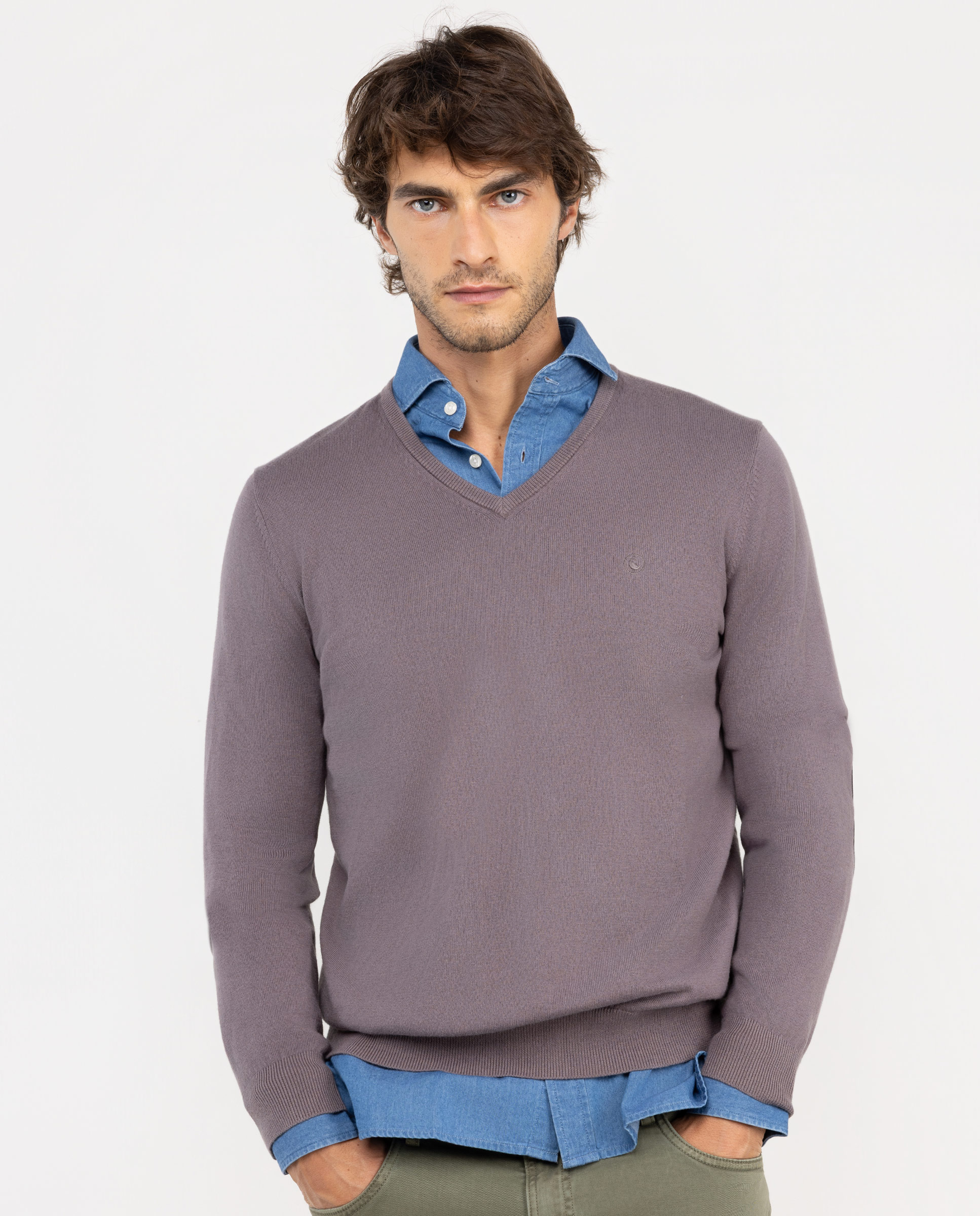 Jersey Cuello Pico Coderas Higo