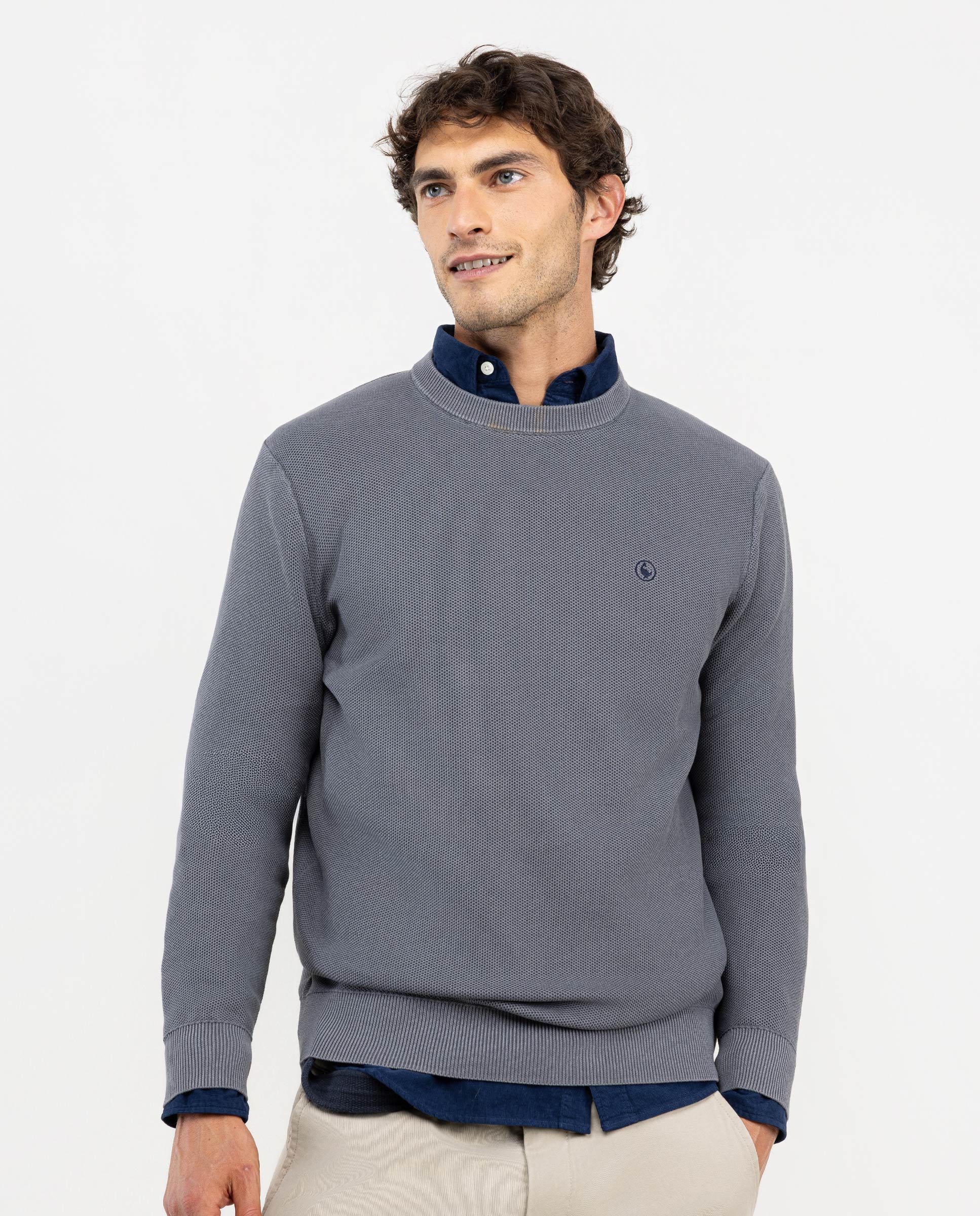 Jersey Estructura Garment Dyed Gris