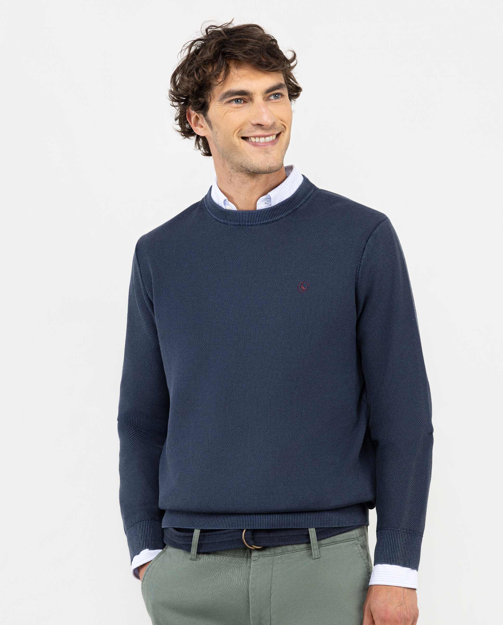 Jersey Estructura Garment Dyed Marino