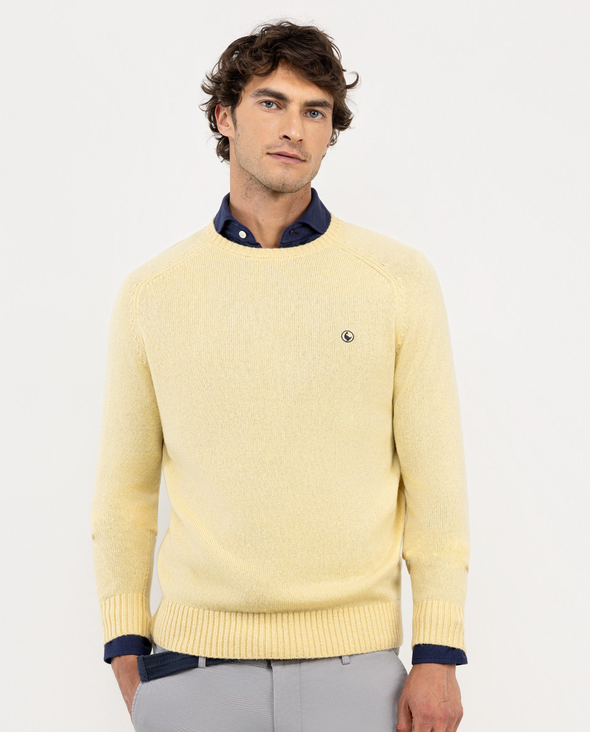 Jersey Merino Cuello Caja Amarillo