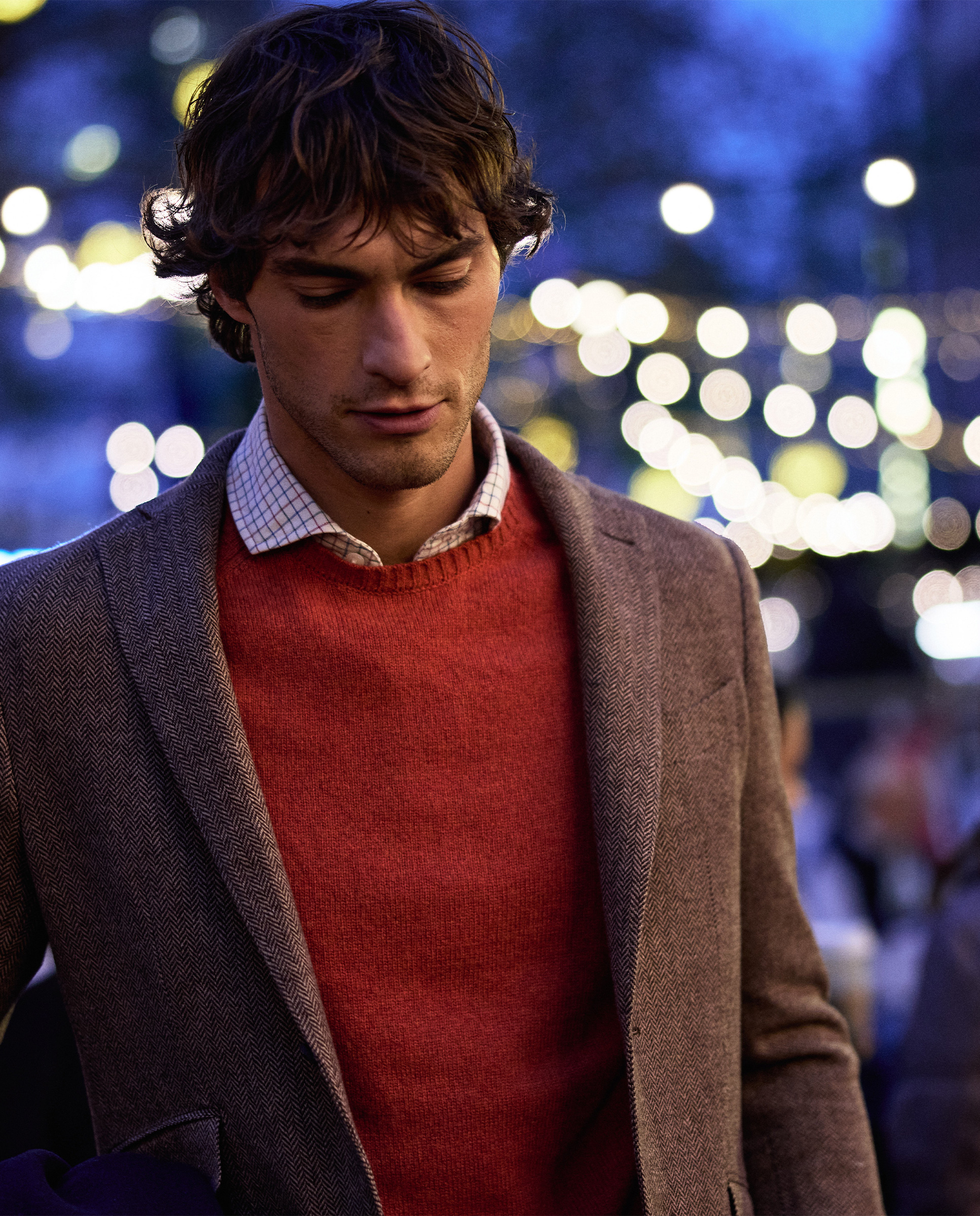 Jersey Merino Cuello Caja Naranja