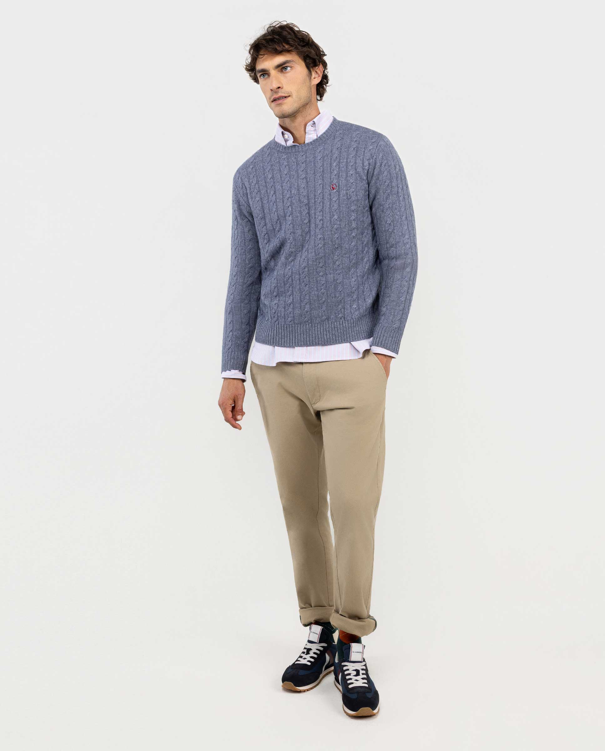 Jersey de Ochos Cuello Caja Gris Azulado