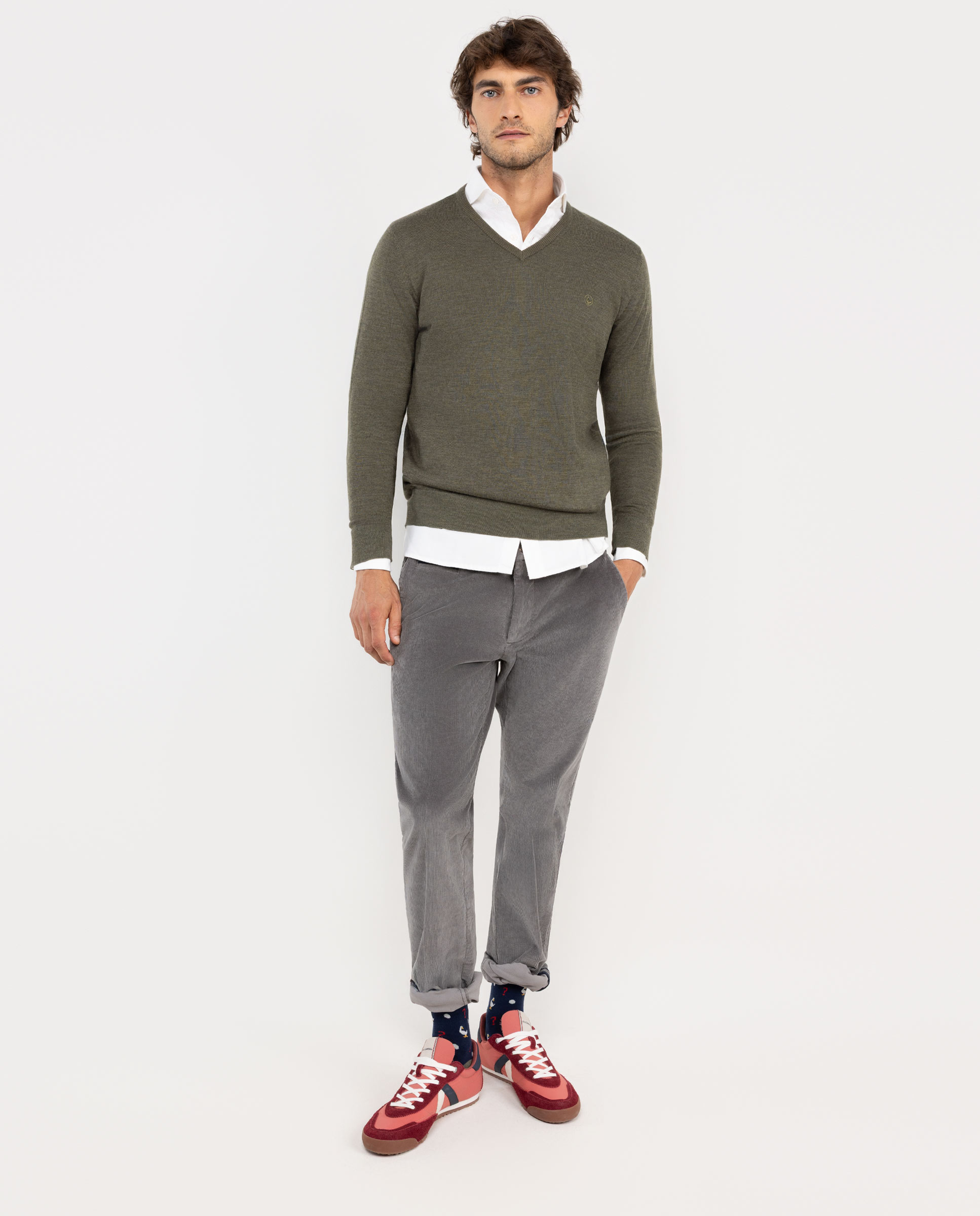 Jersey Cuello Pico Merino Verde