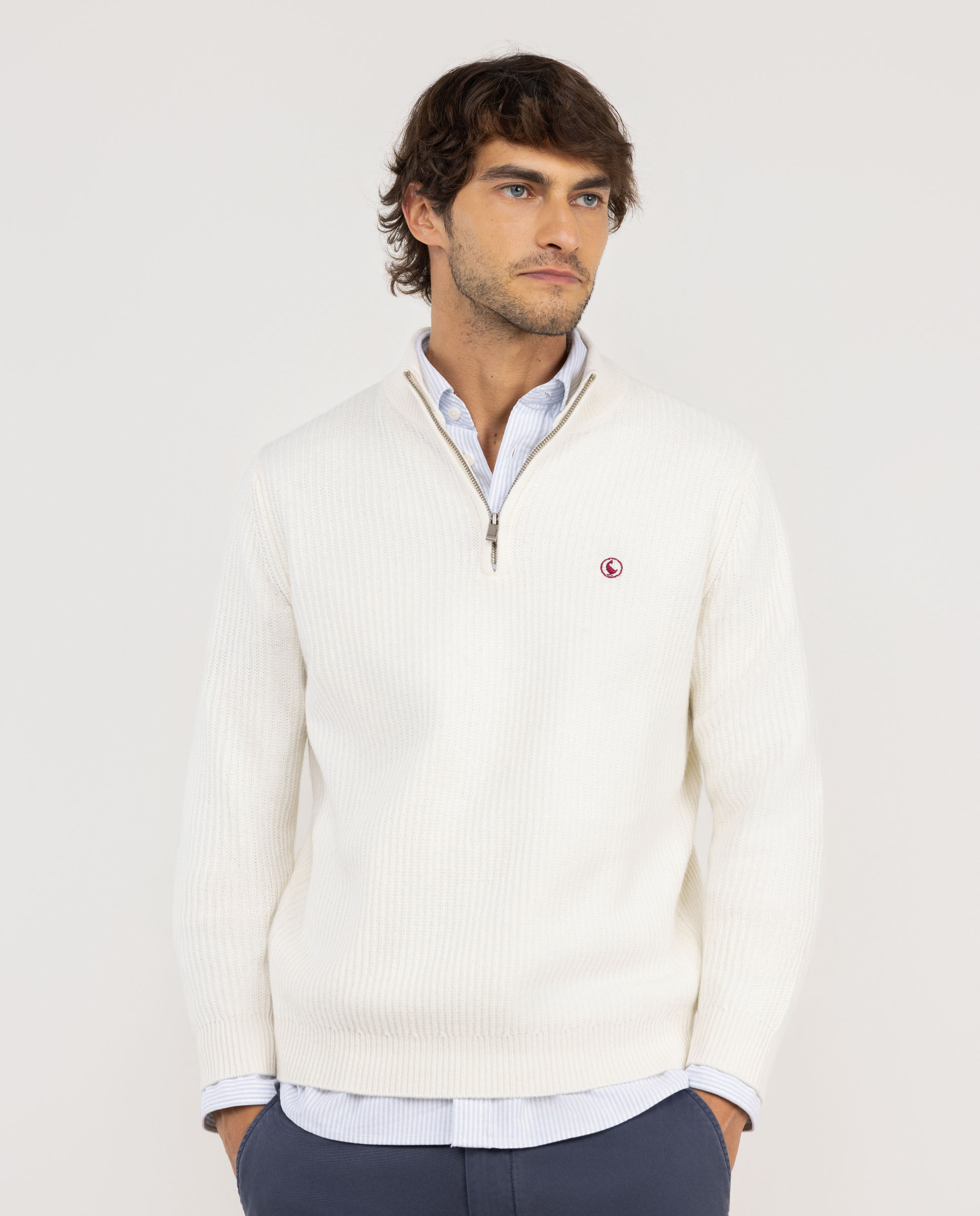 Jersey Cuello Camionero Lana Crudo
