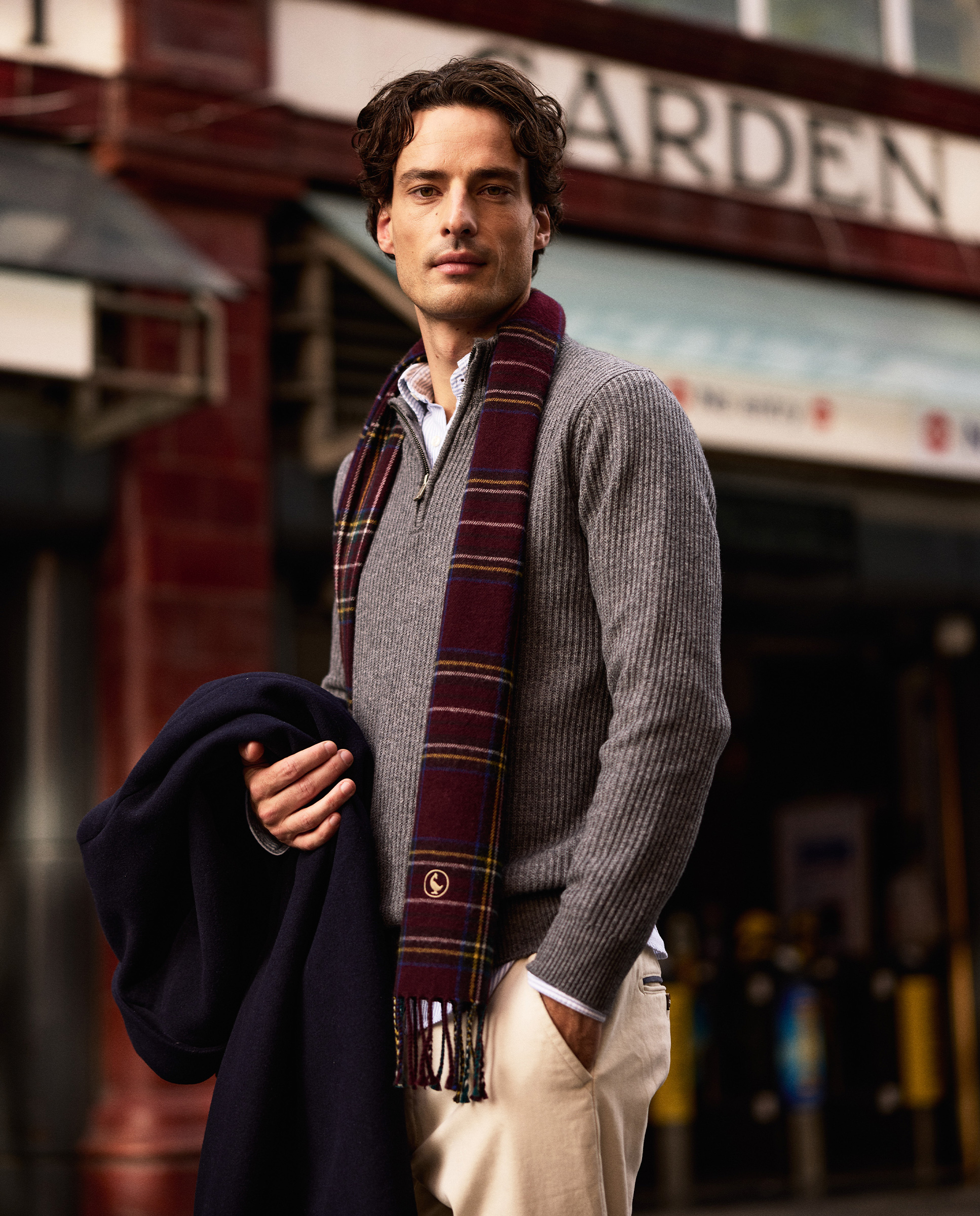 Grey Wool Jumper W Stand-Up Collar