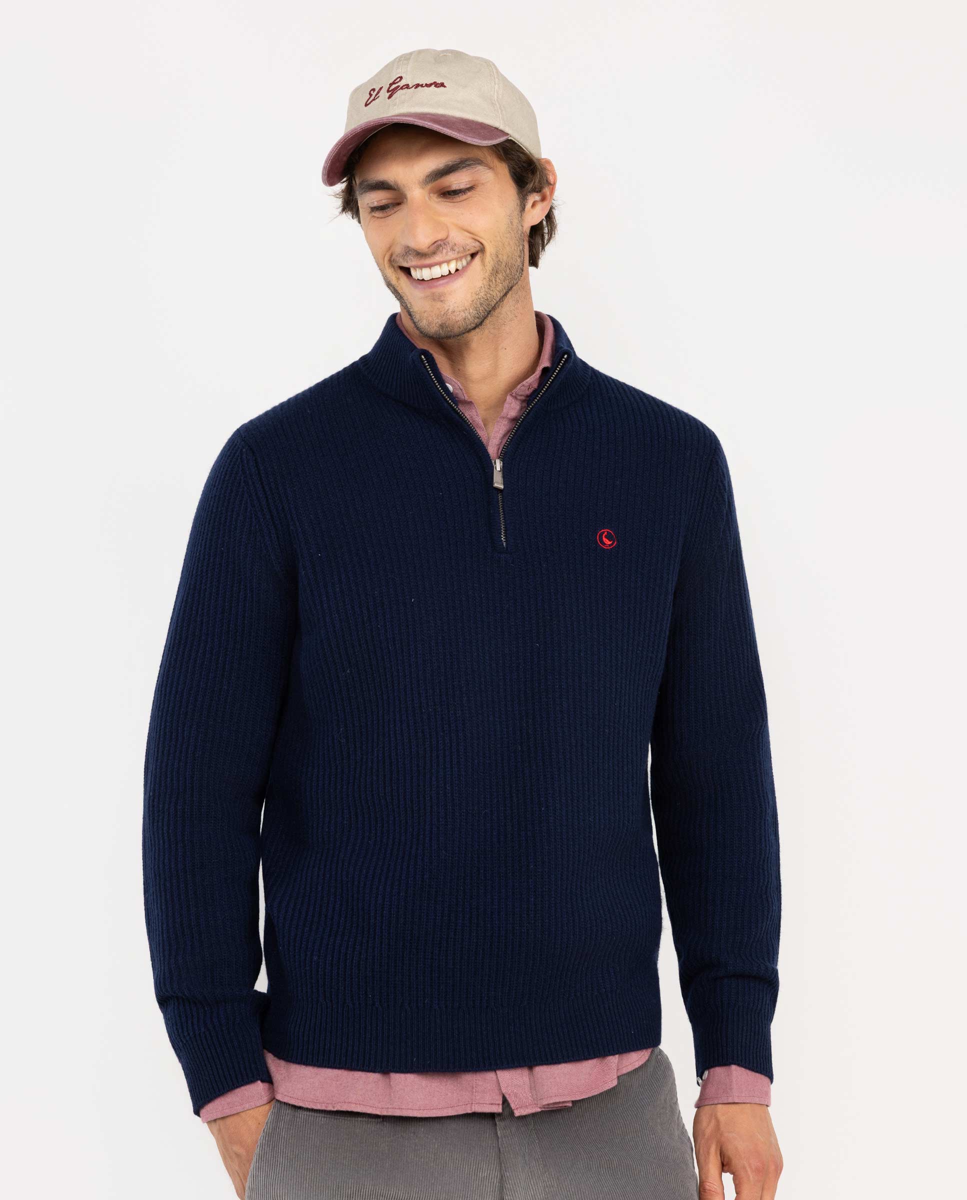 Jersey Cuello Camionero Lana Marino