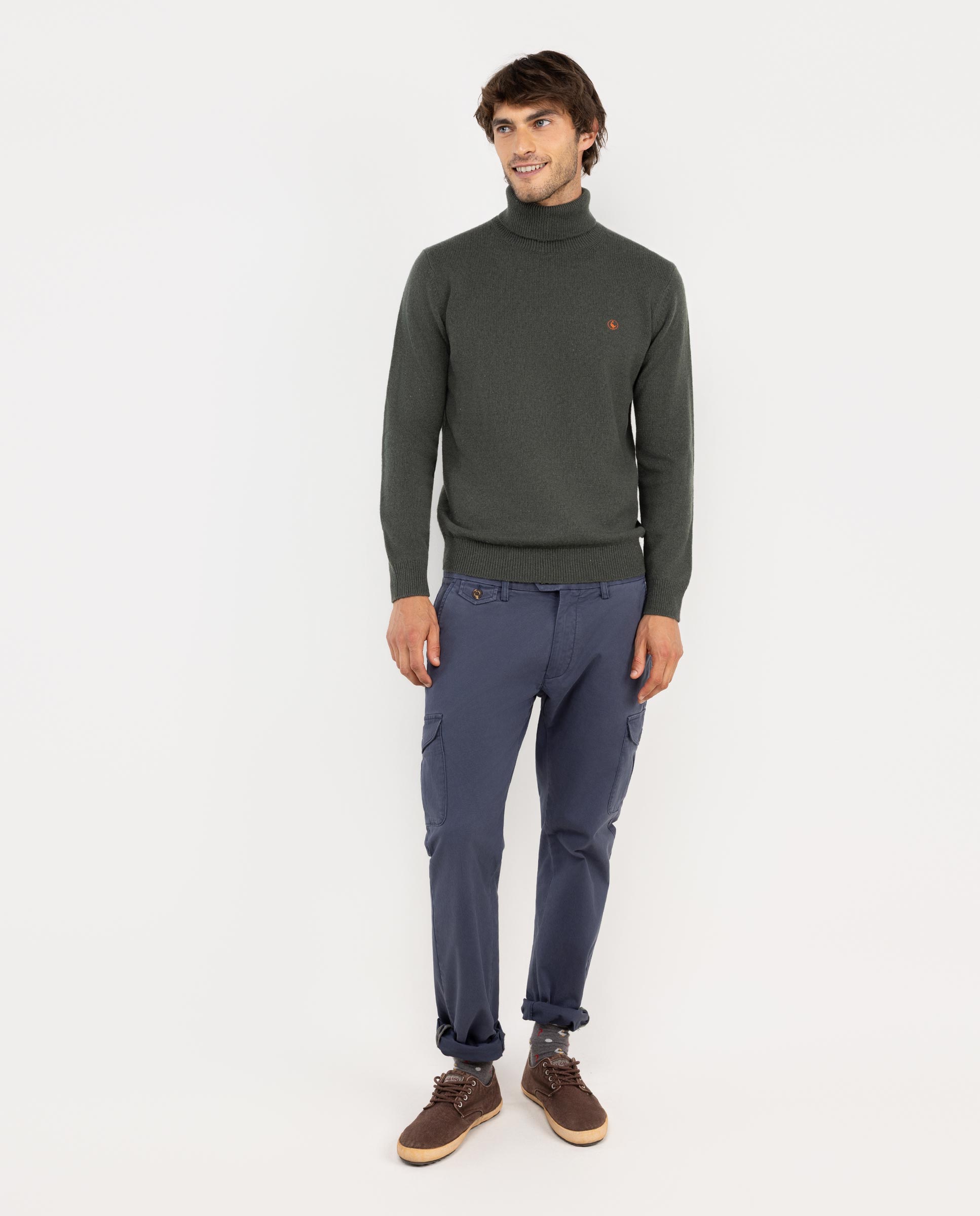 Pull Col Cheminée Vert