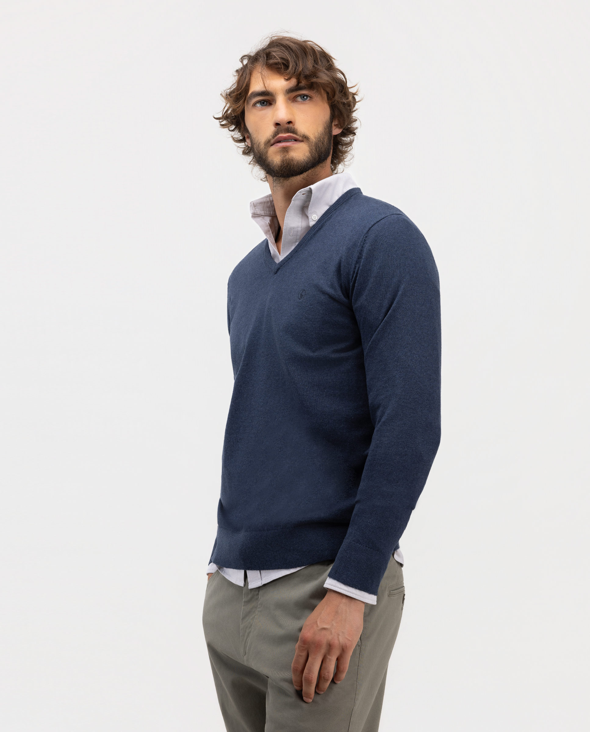 Jersey Básico Cuello Pico Índigo
