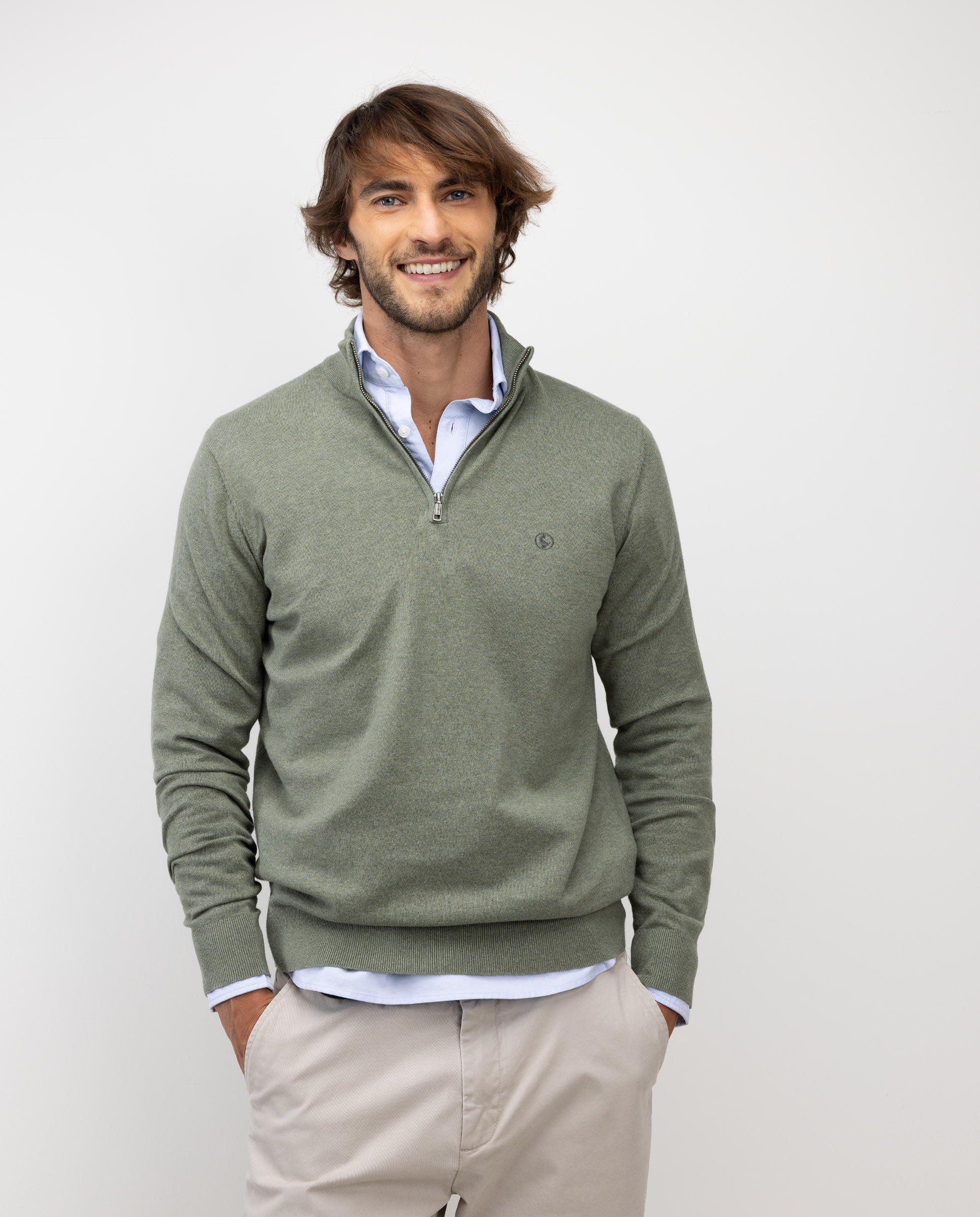 Jersey Básico Cuello Camionero Verde